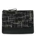 Chanel Tweed Calfskin Quilted Medium Cosmetic Pouch Black White