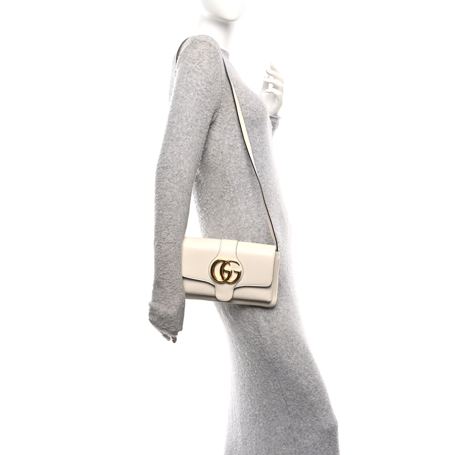 Gucci Calfskin Small Arli Flap Shoulder Bag Mystic White