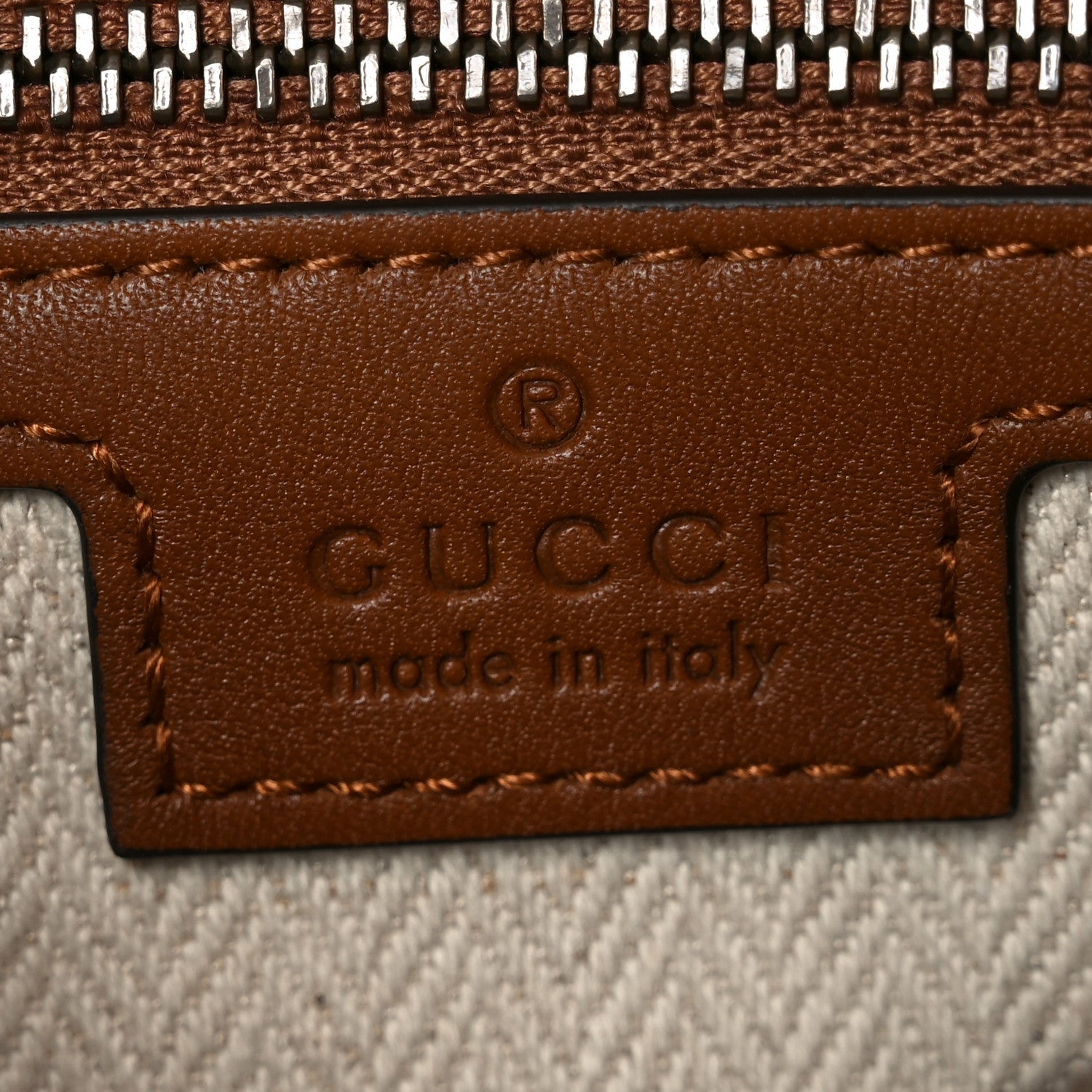 Gucci GG Supreme Monogram Textured Calfskin Emblem Small Crossbody Beige Ebony Old Sundial