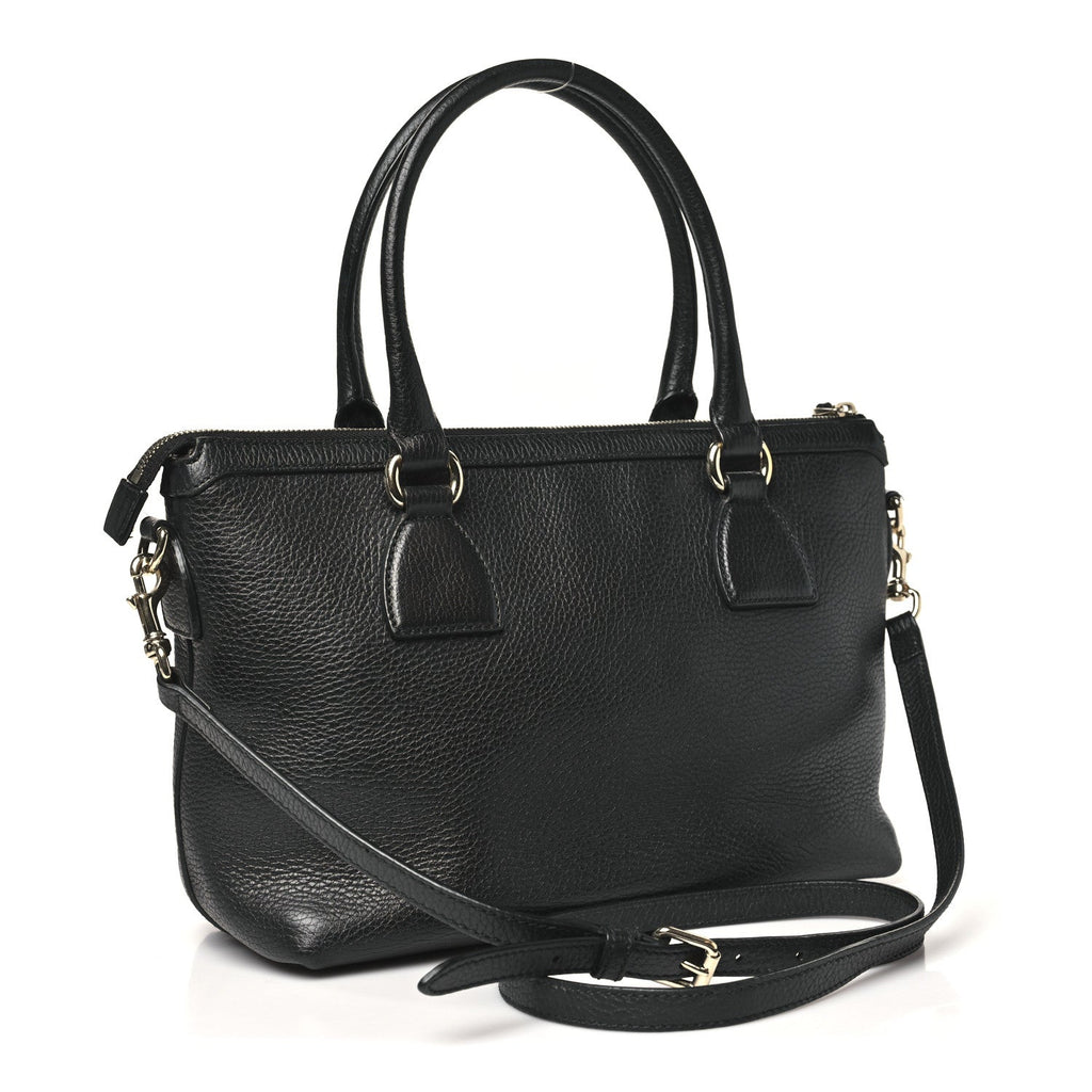 Gucci Dollar Calfskin GG Charm Satchel Black