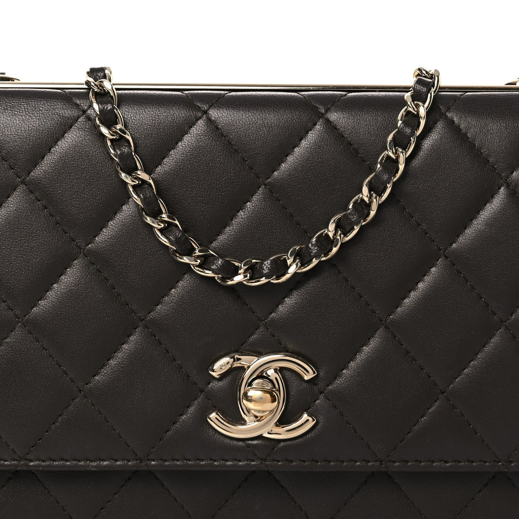 Chanel Lambskin Quilted Trendy CC Wallet On Chain WOC Dark Brown