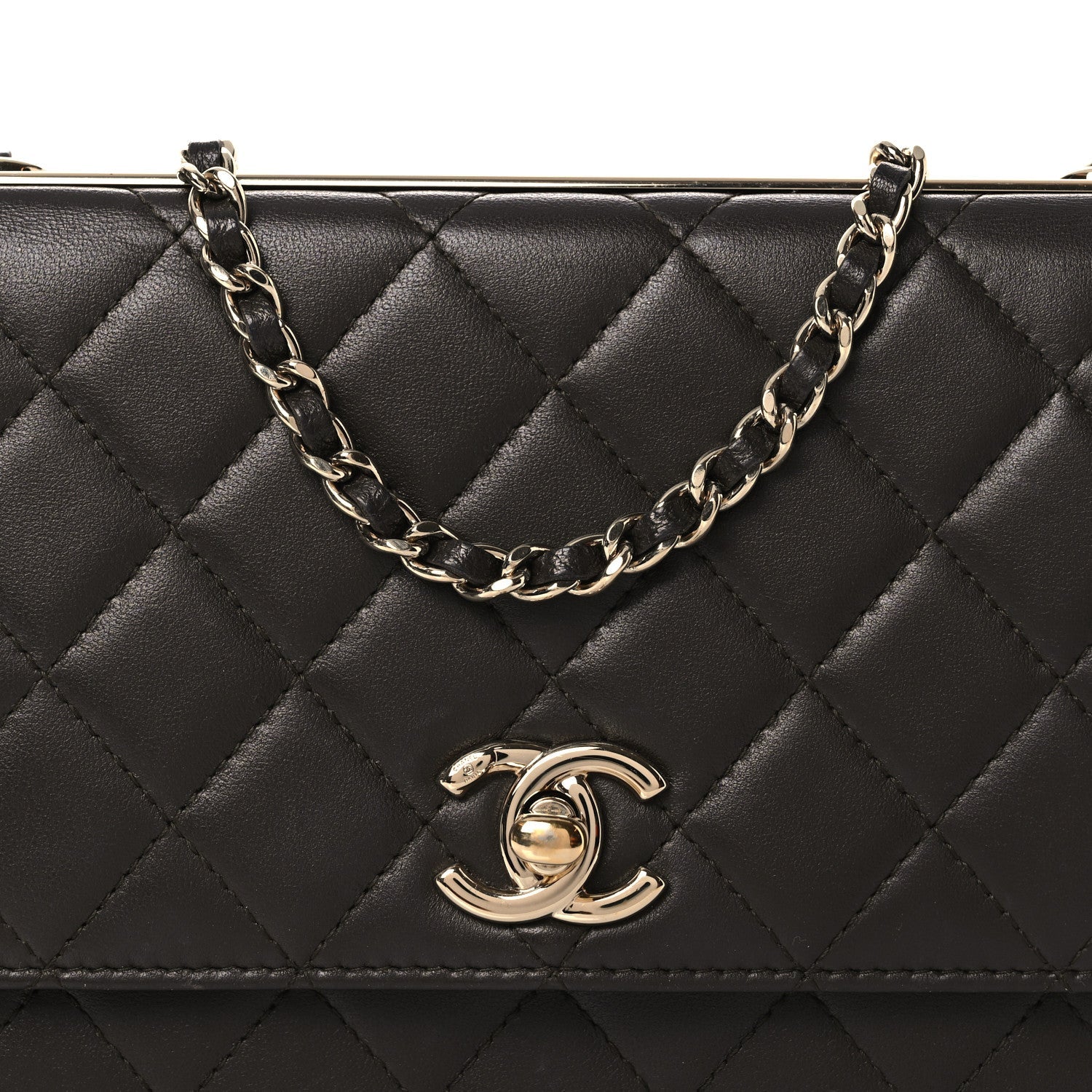Chanel Lambskin Quilted Trendy CC Wallet On Chain WOC Dark Brown