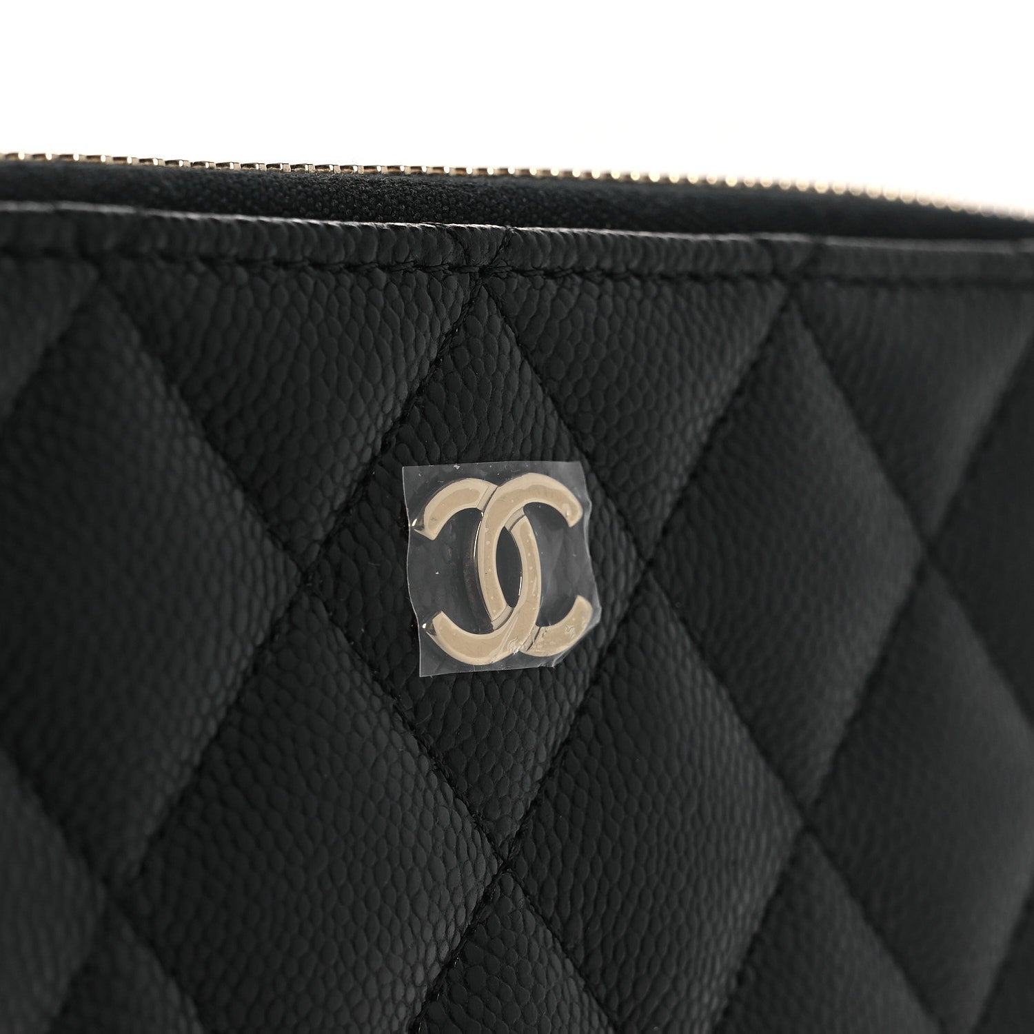 Caviar Quilted Zipped Travel Pouch Black