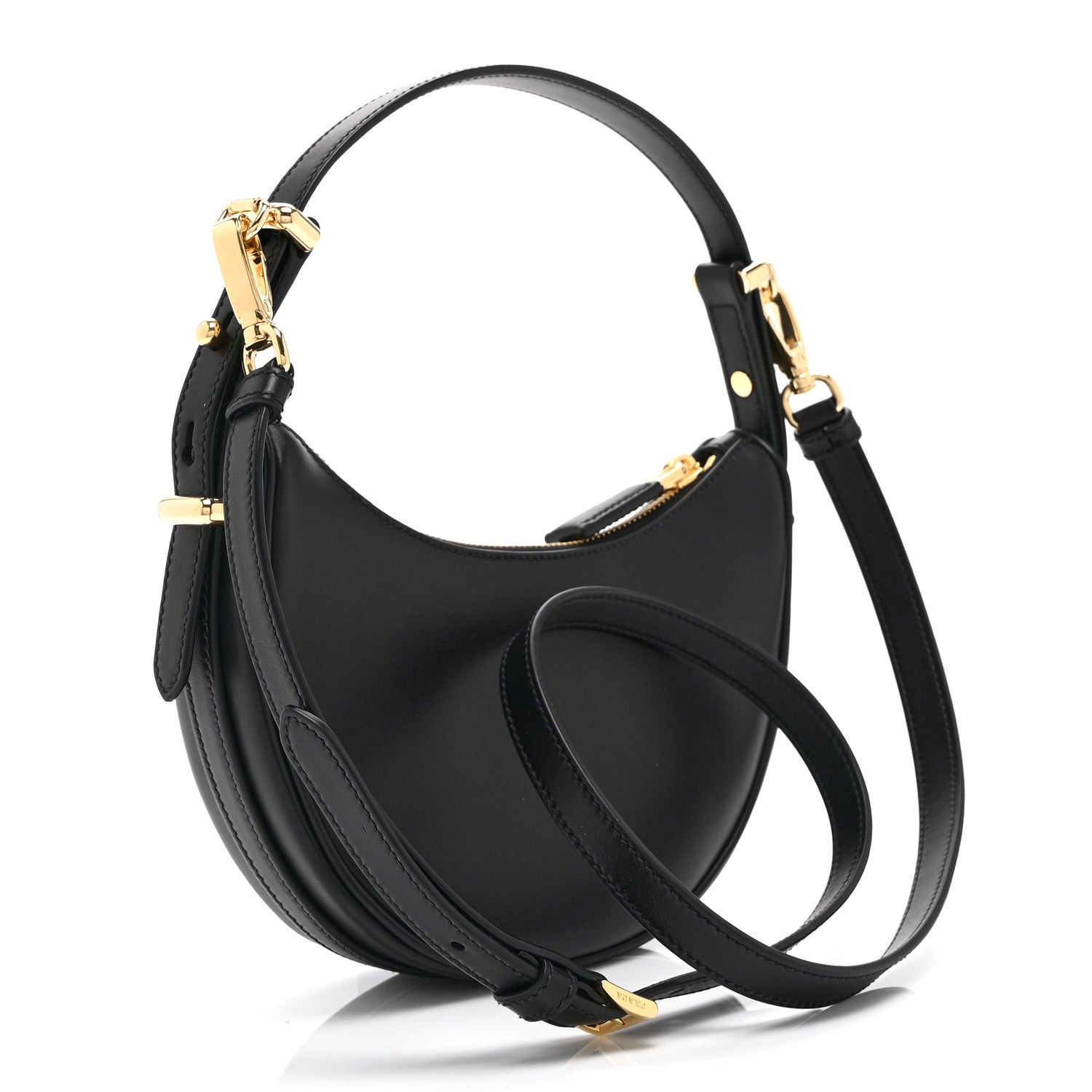 Prada Soft Calfskin Mini Arque Shoulder Bag Black