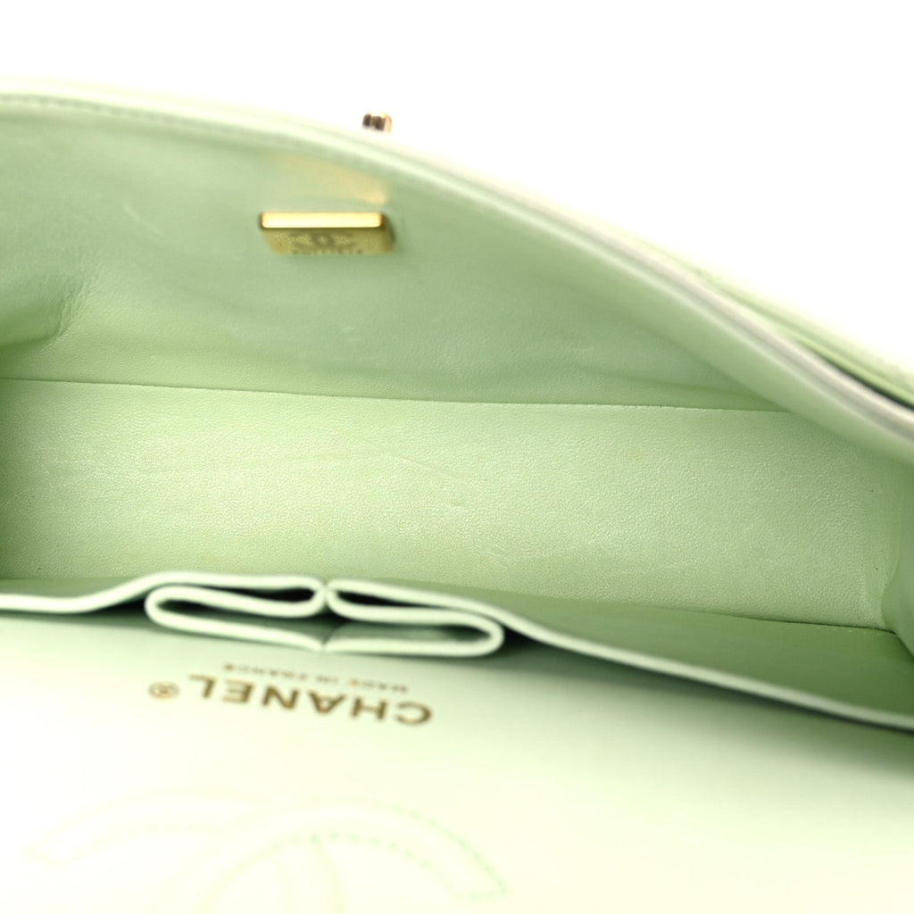 Chanel Caviar Quilted Small Double Flap Light Green