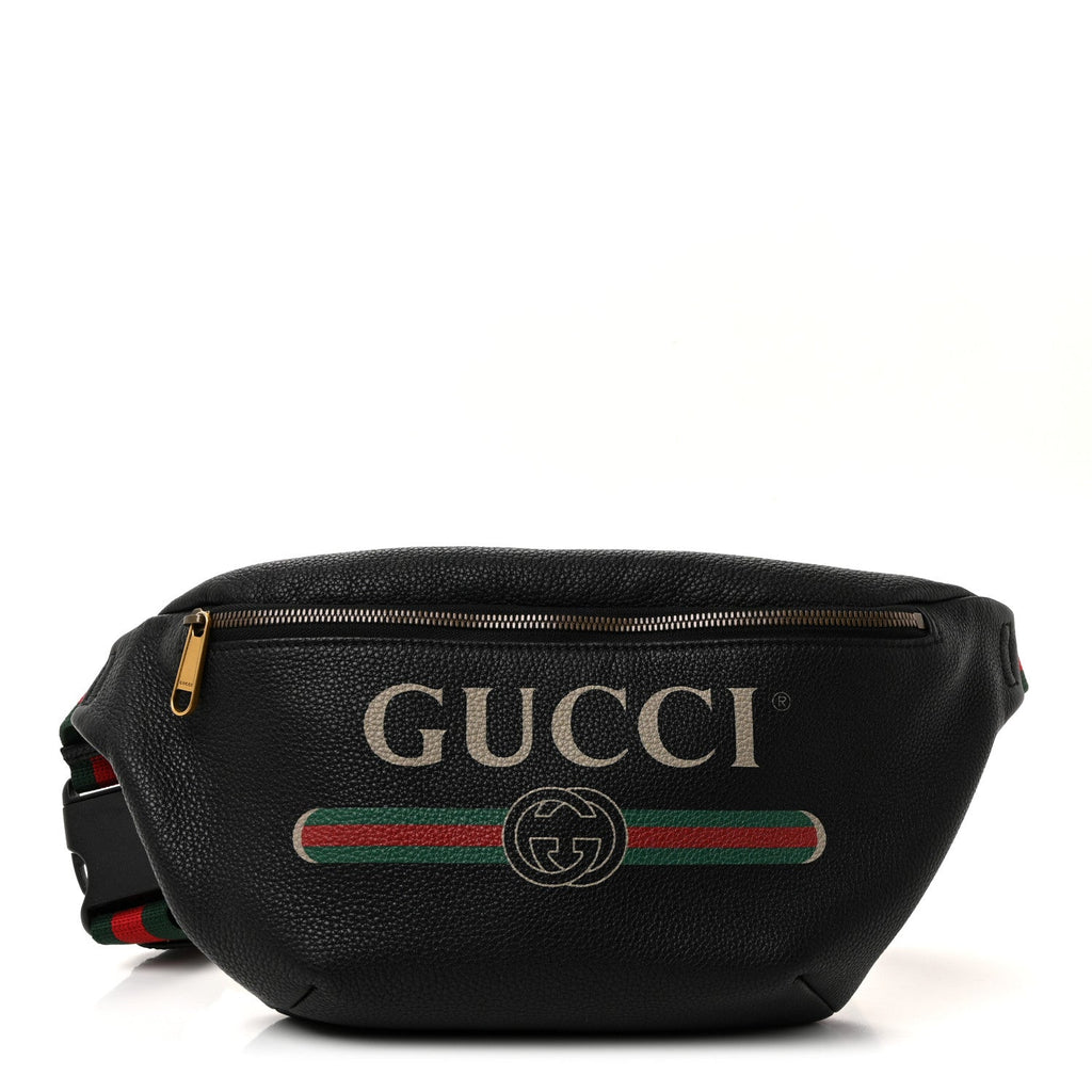 Gucci Grained Calfskin Logo Belt Bag Black