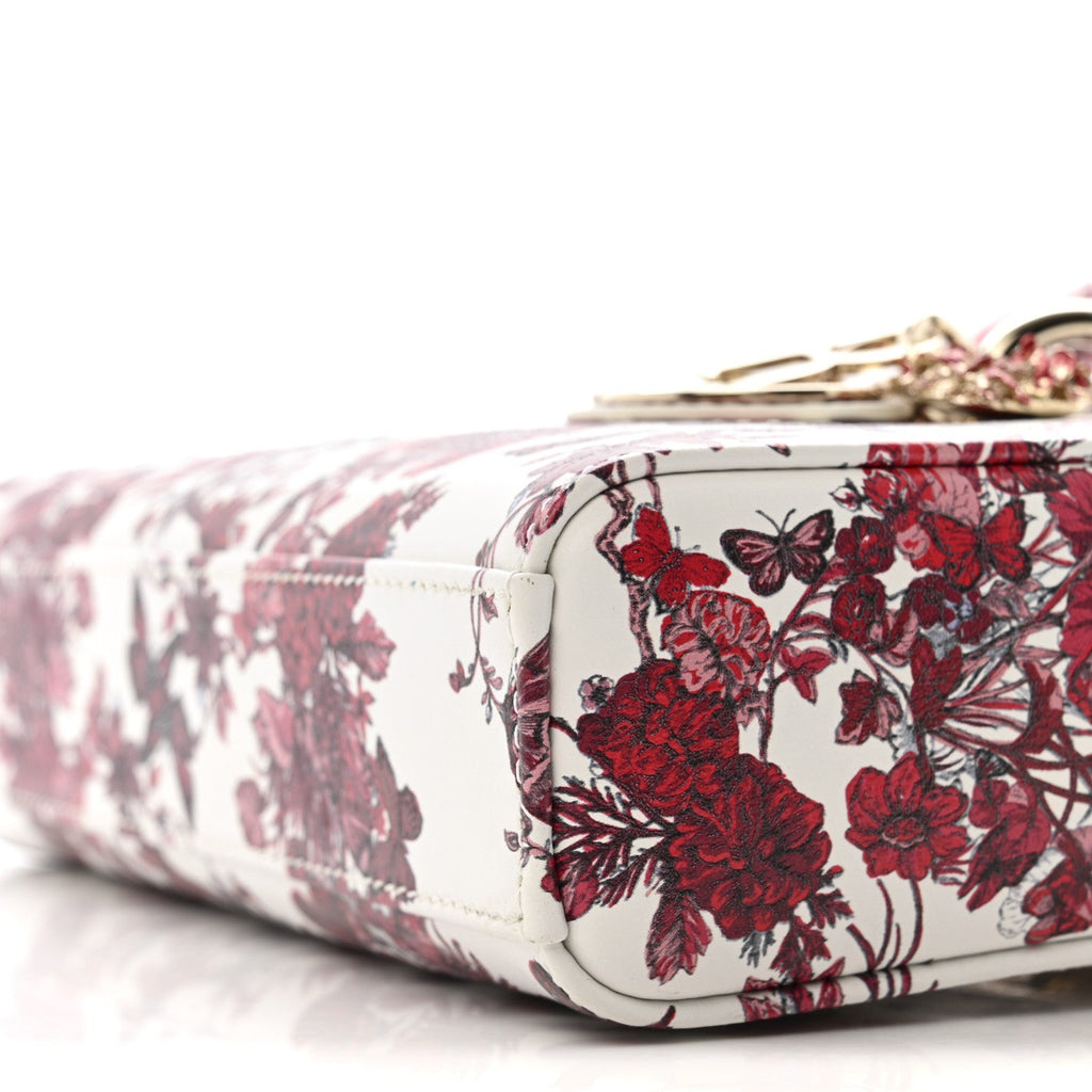 Christian Dior Calfskin Le Coeur Des Papillons Small Lady D-Joy White