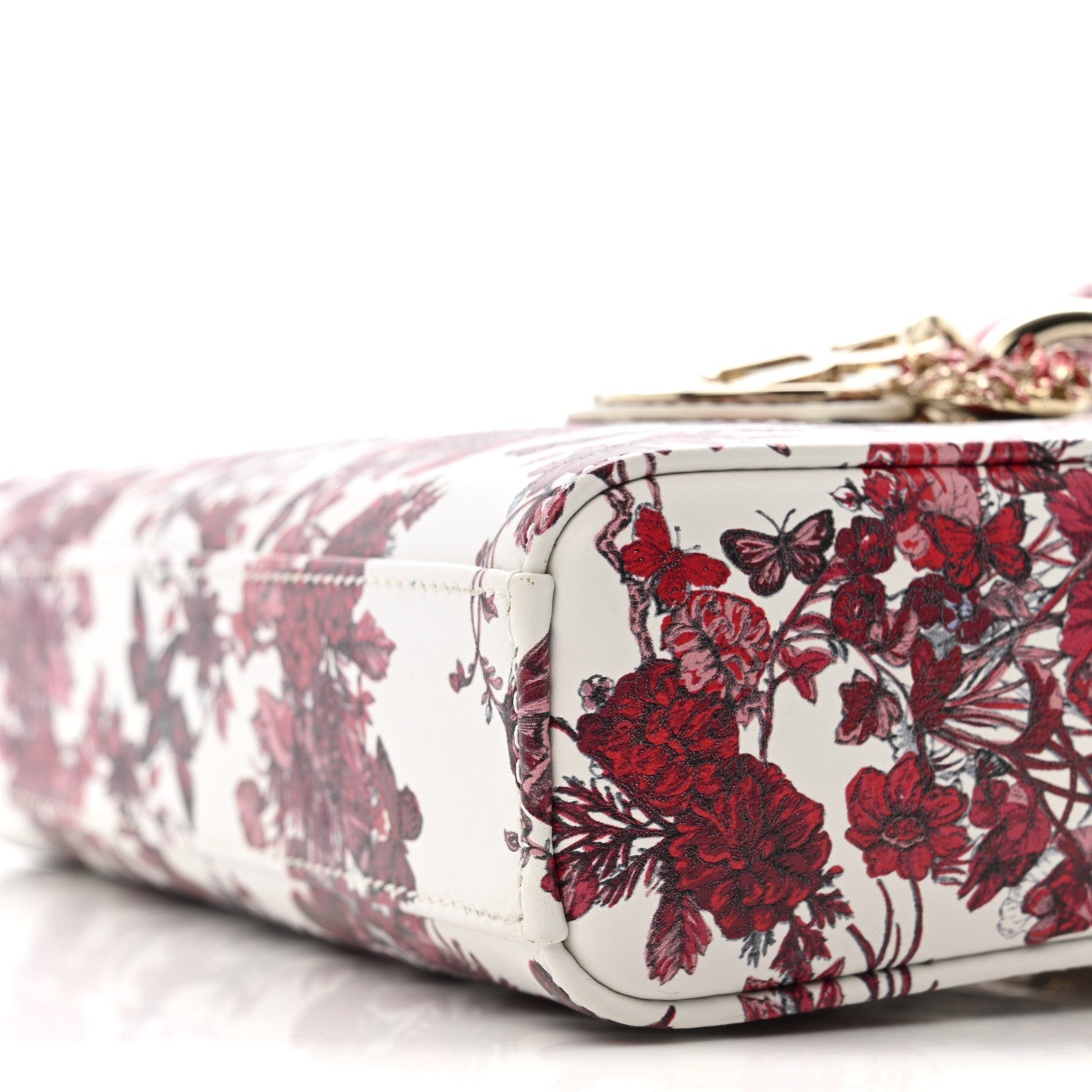 Christian Dior Calfskin Le Coeur Des Papillons Small Lady D-Joy White
