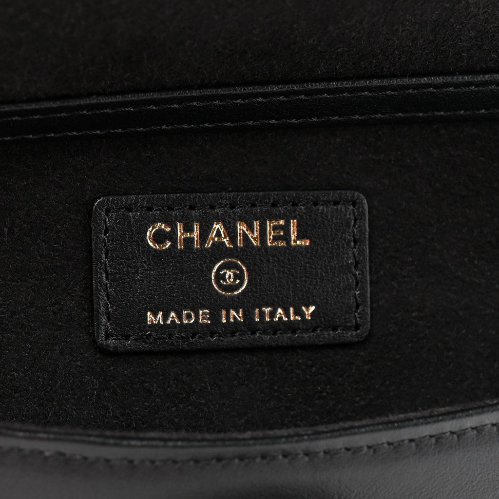 Chanel Caviar Quilted Chain Glasses Case Black