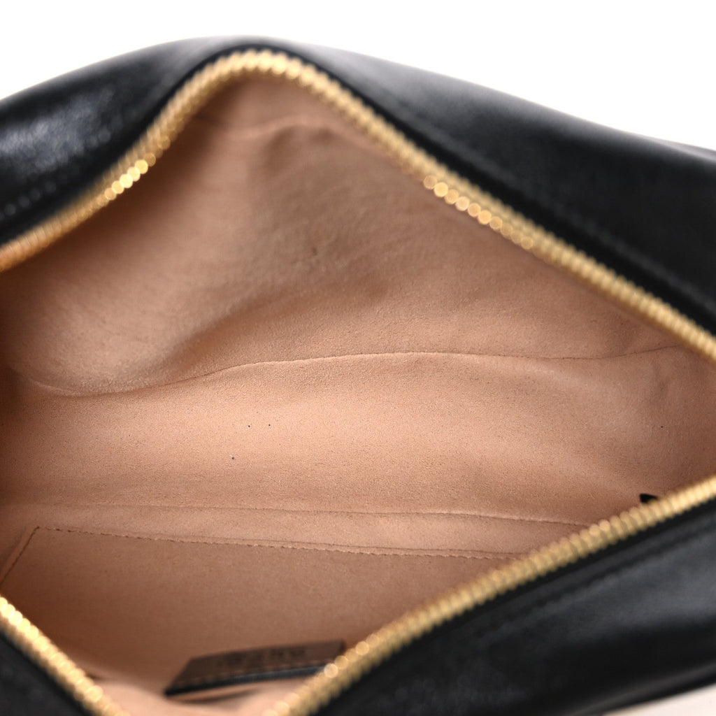 Gucci Monogram Matelasse Diagonal Small GG Marmont Chain Shoulder Bag Beige Black