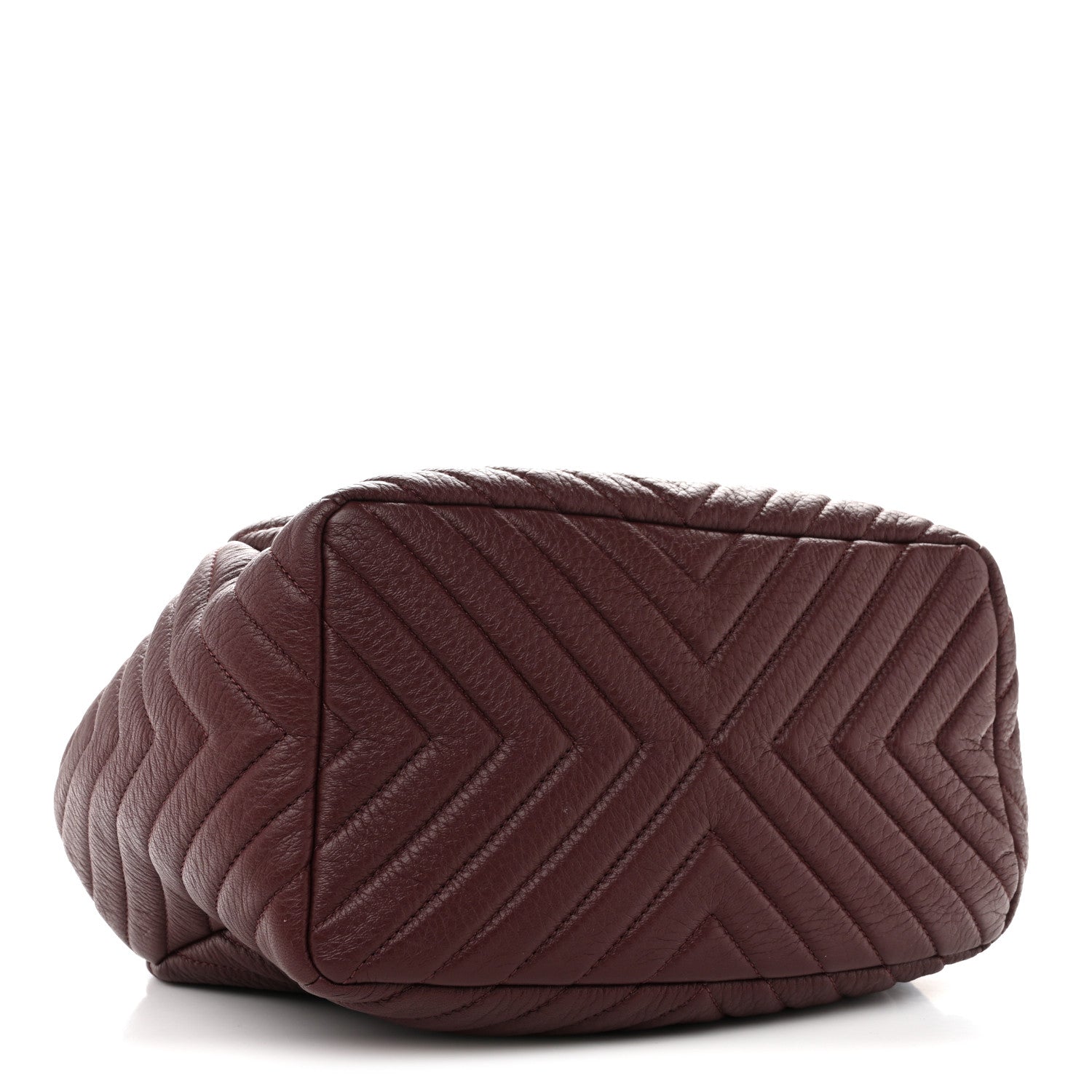 Chanel Deerskin Chevron Medium CC Chain Bucket Drawstring Bag Burgundy