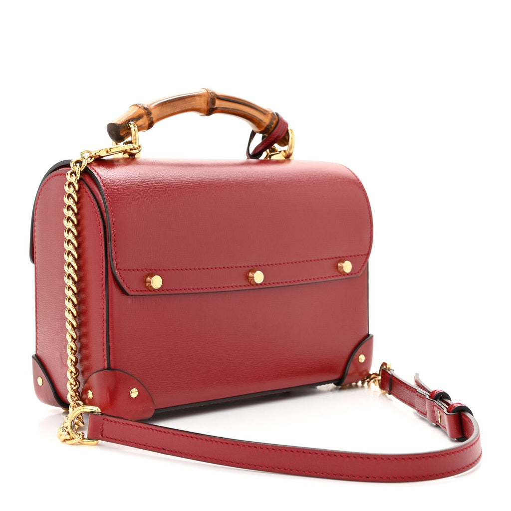 Gucci Azalea Calfskin Small Padlock Bamboo Shoulder Bag Romantic Cerise
