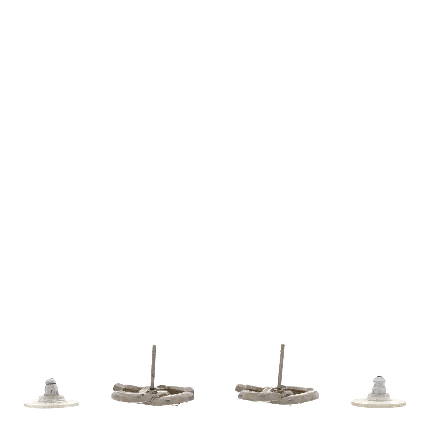 Baguette Crystal CC Earrings Silver