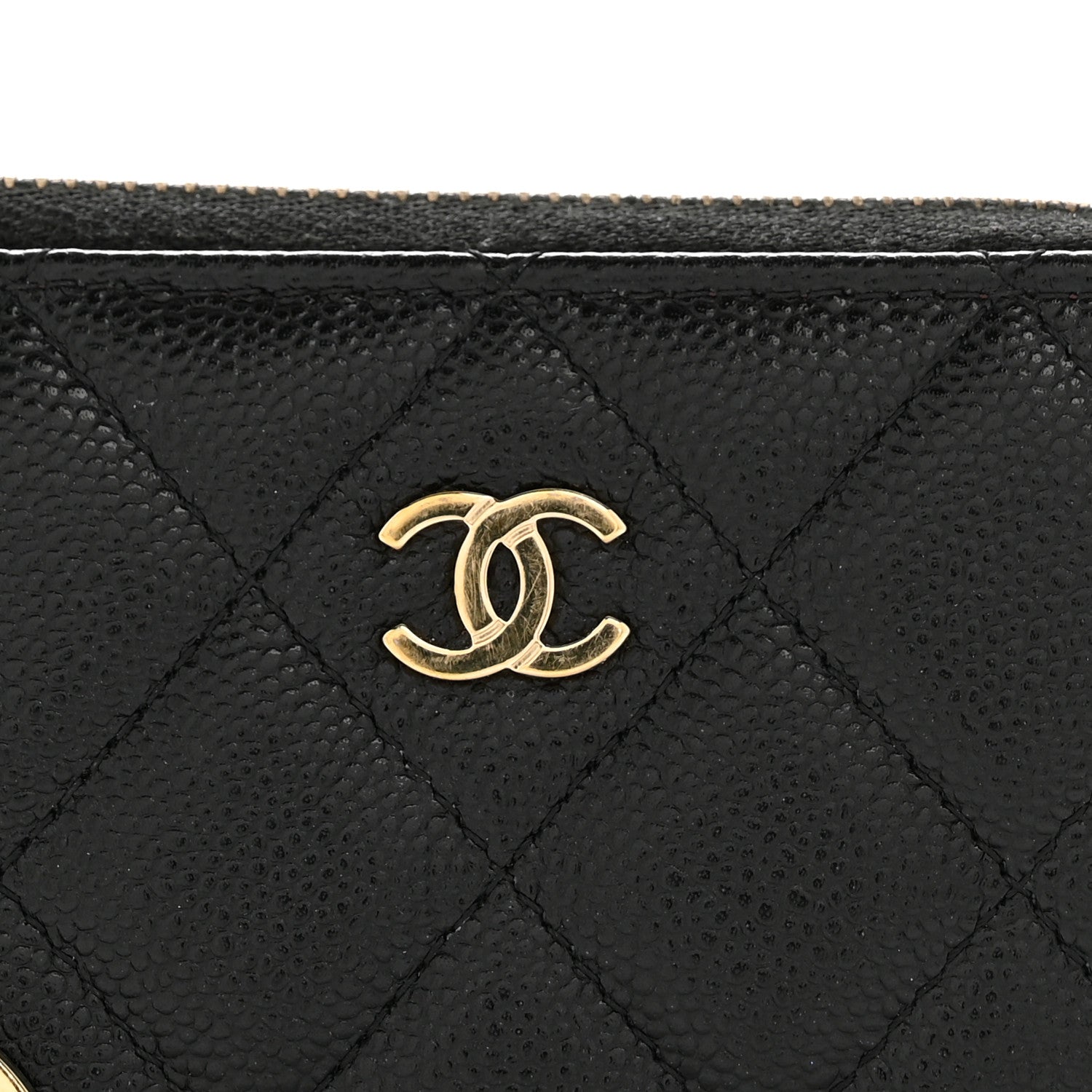 Caviar Quilted Zipped Key Holder Case Black