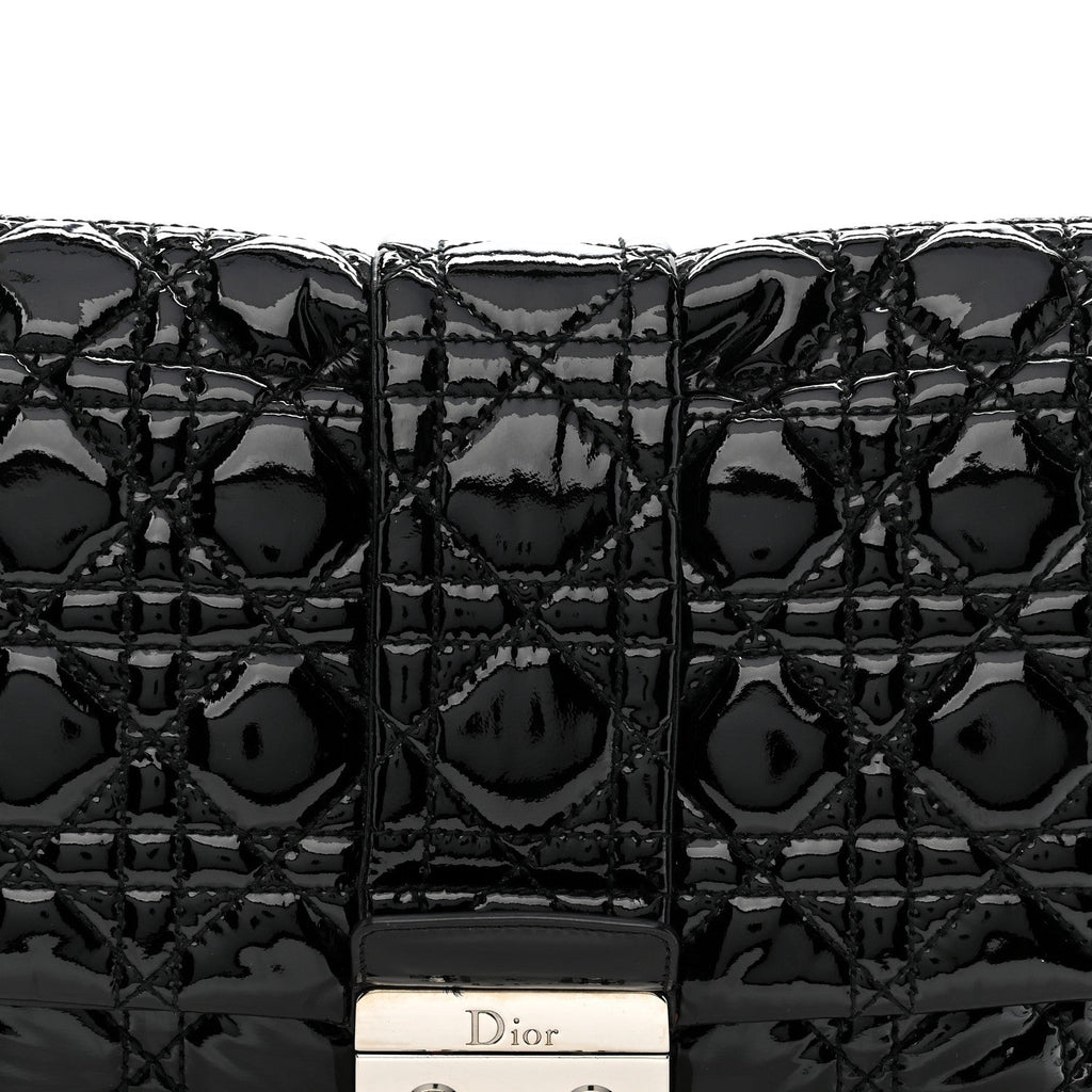Christian Dior Patent Cannage New Lock Flap Black
