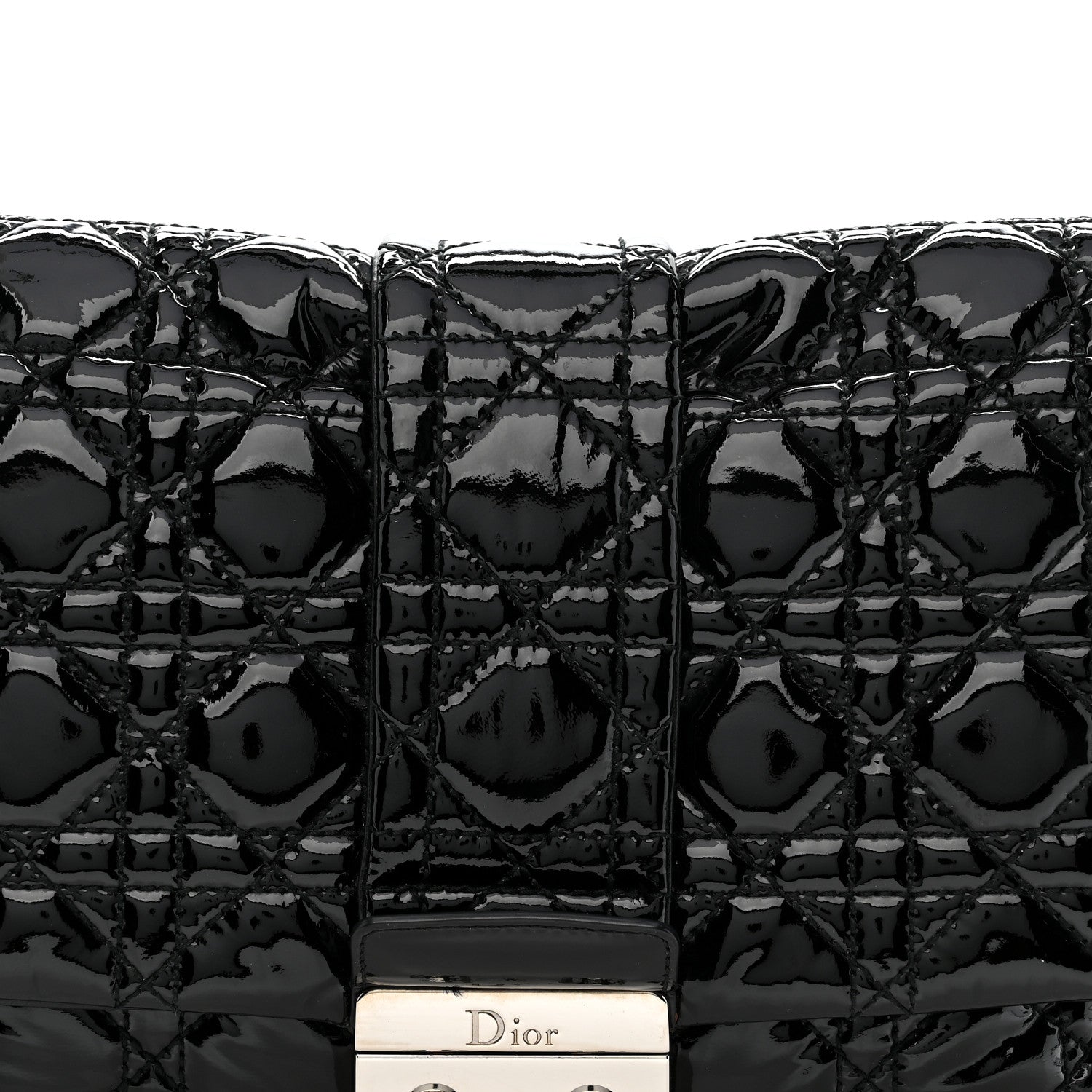 Christian Dior Patent Cannage New Lock Flap Black
