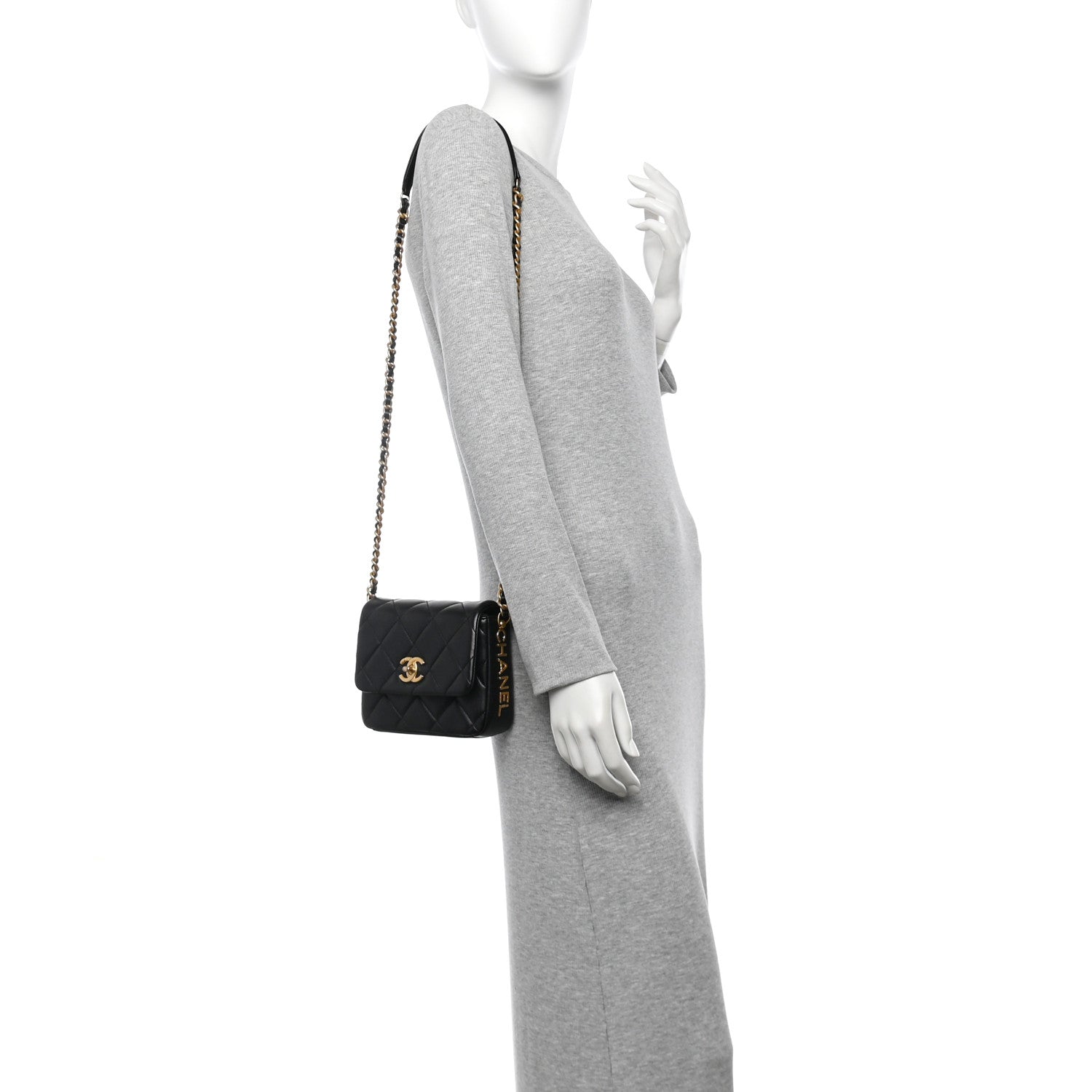 Chanel Lambskin Quilted Mini Side Note Flap Black