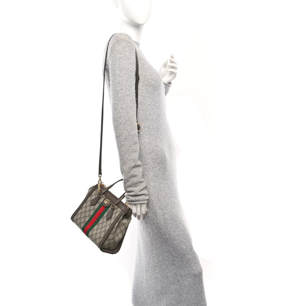 Gucci GG Supreme Monogram Small Ophidia Tote Bag Brown