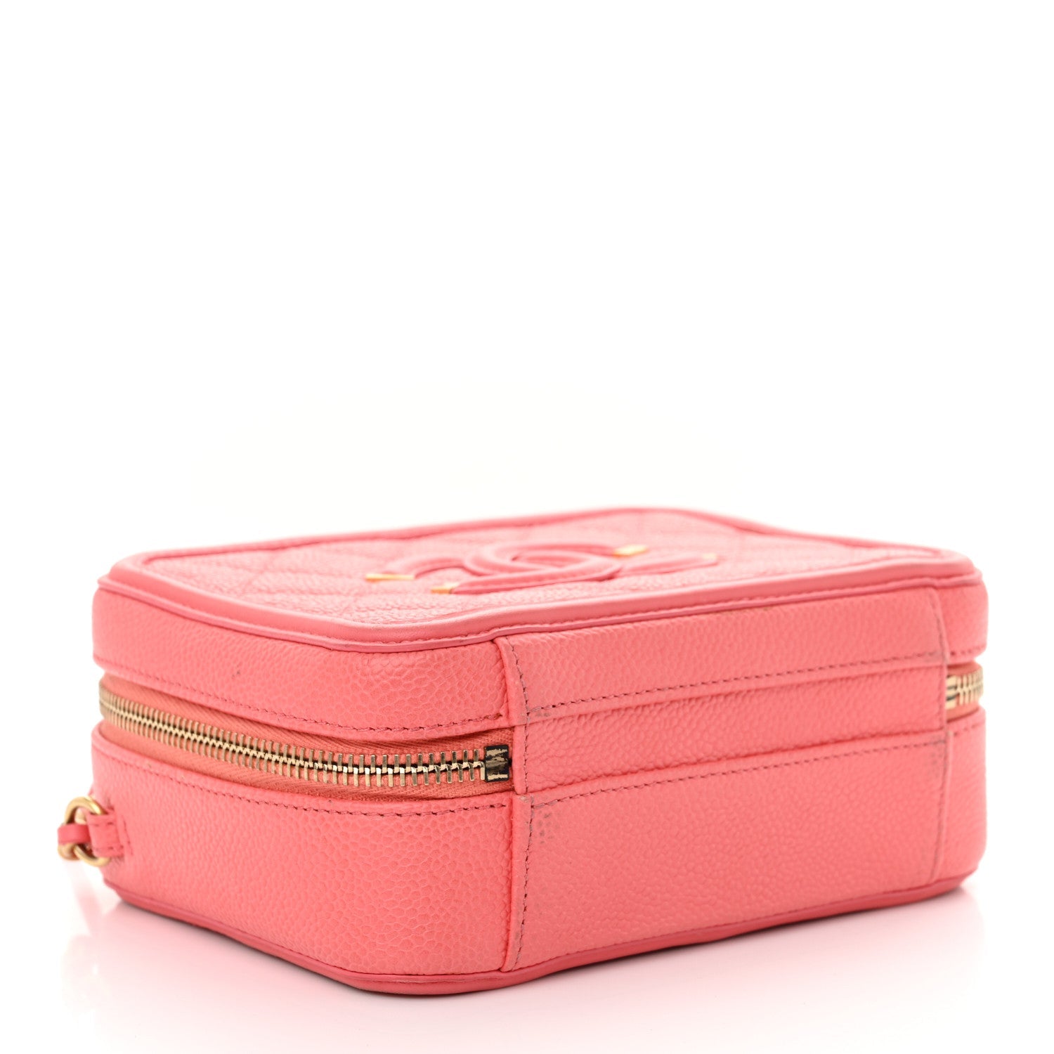 Chanel Caviar Quilted Small CC Filigree Vanity Case Coral