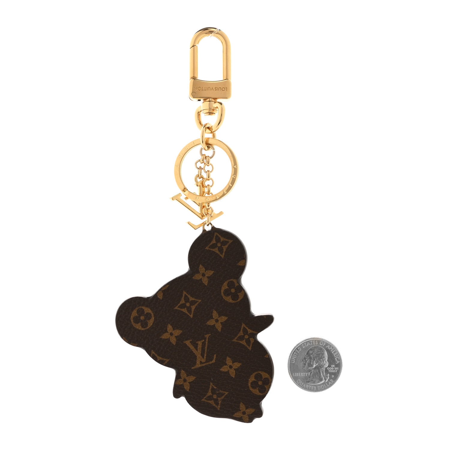 Louis Vuitton LV x TM Cowhide Monogram Superflat Panda Key Ring Bag Charm Multicolor