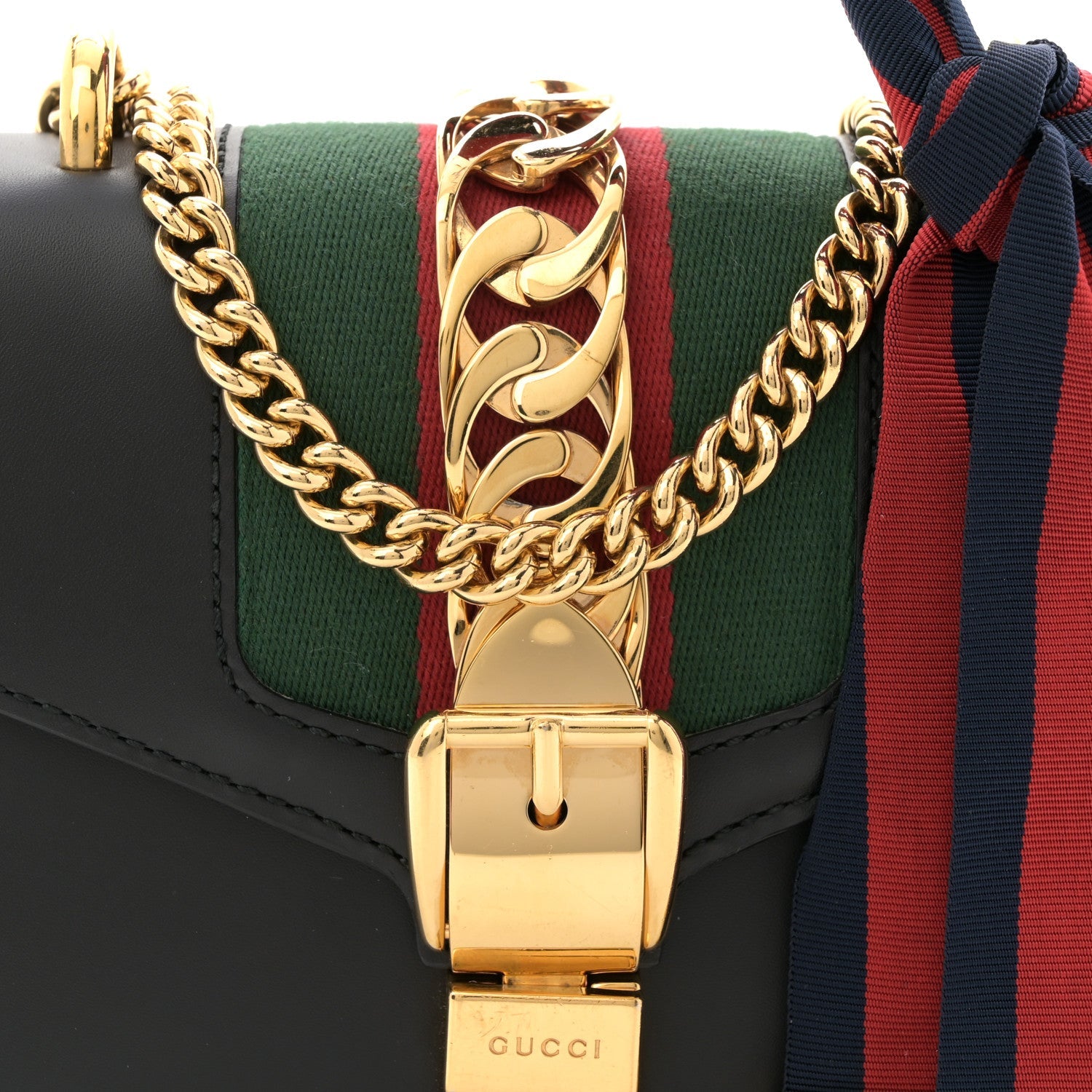 Gucci Calfskin Mini Sylvie Shoulder Bag Black