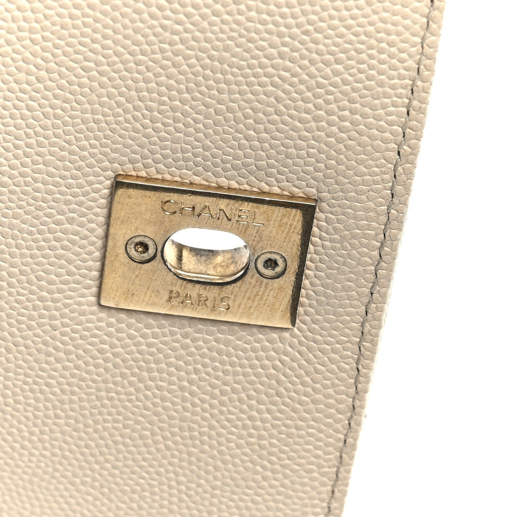 Chanel Caviar Lizard Embossed Chevron Quilted Small Coco Handle Flap Beige