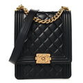 Chanel Calfskin Quilted North South Boy Flap Black