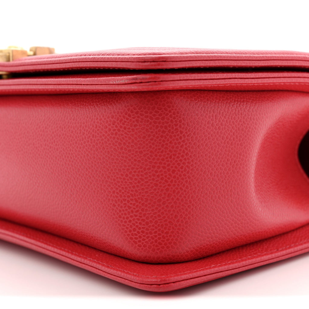 Chanel Caviar Quilted Medium Boy Flap Red