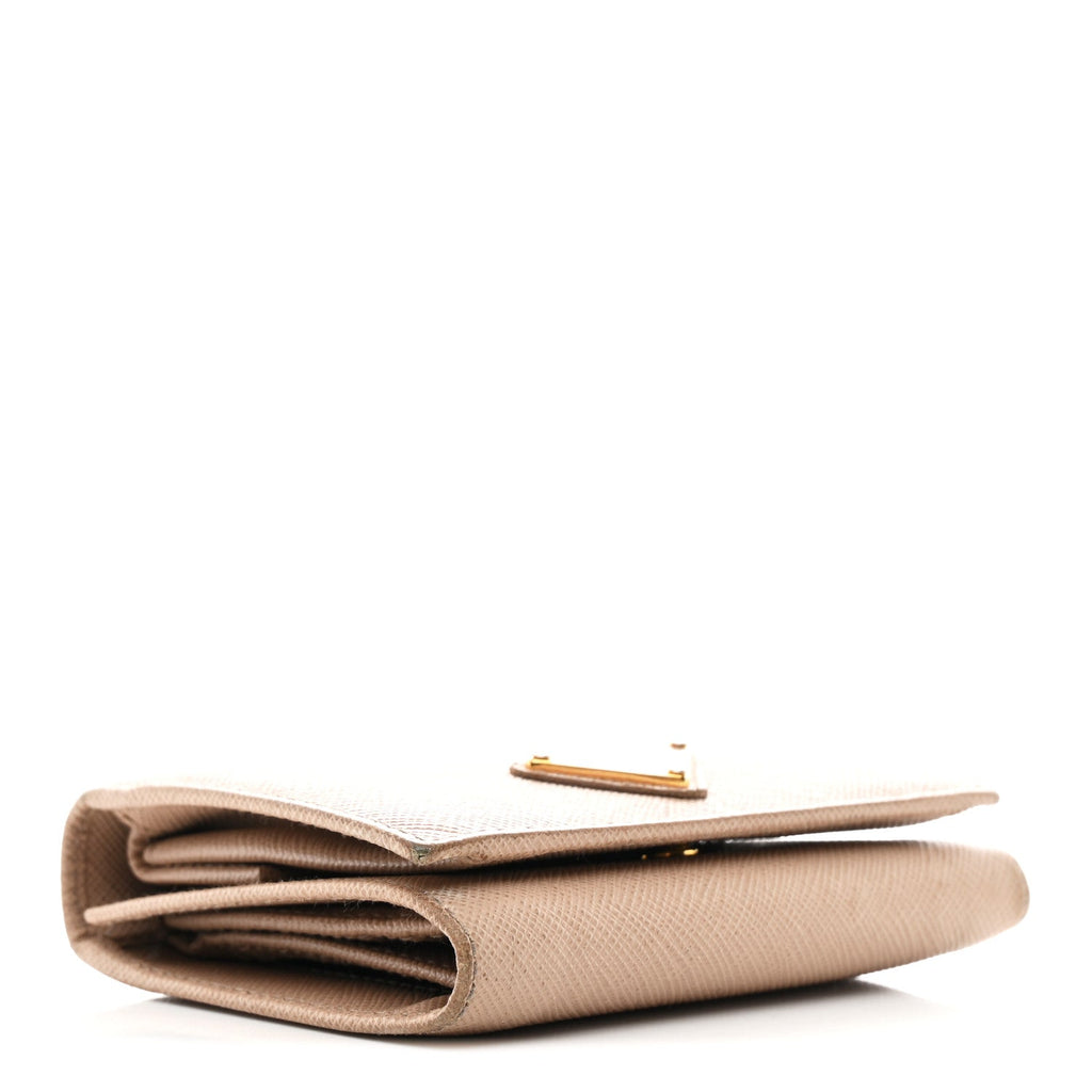 Prada Saffiano Metal Tri-Fold Wallet Cammeo