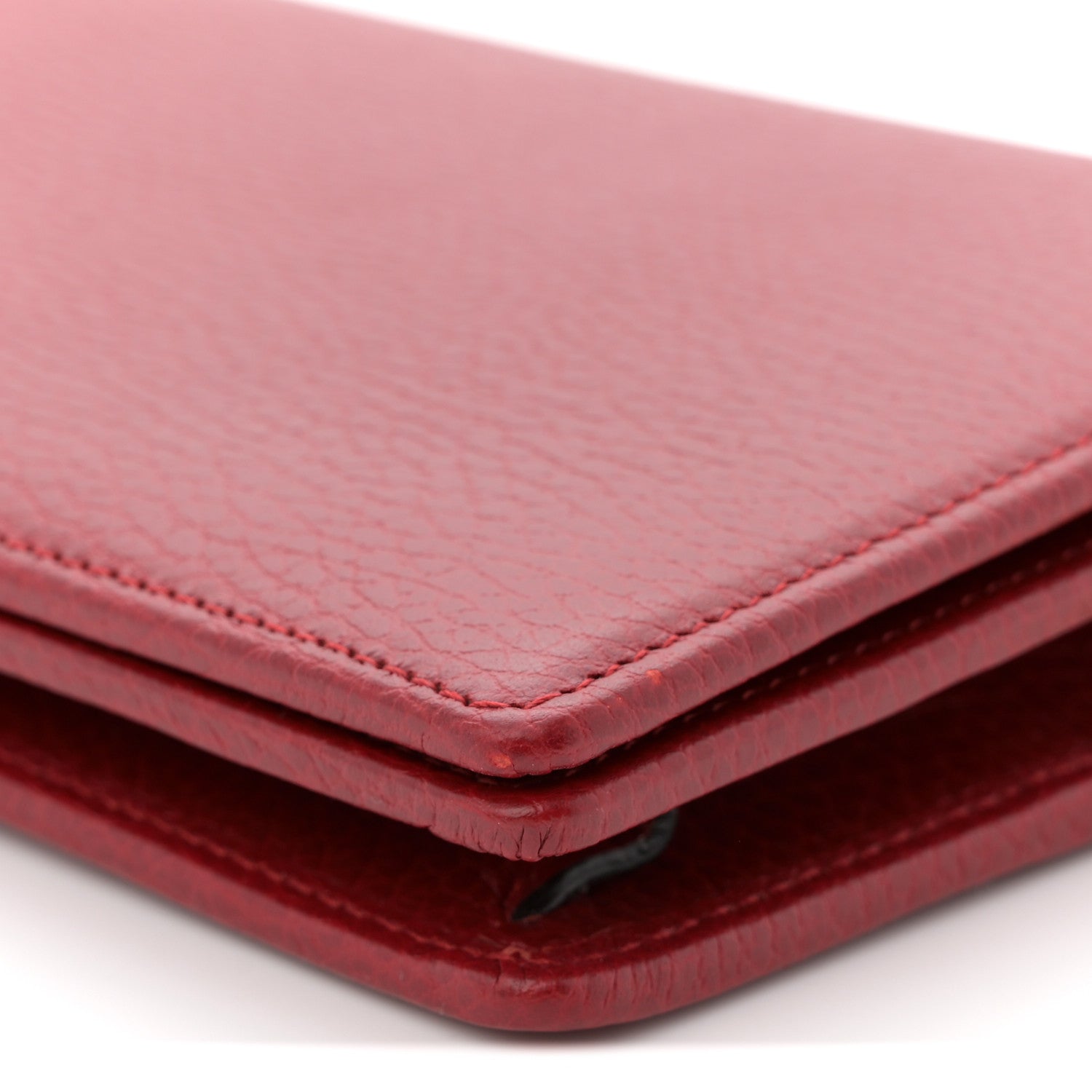 Gucci Dollar Calfskin Mini GG Marmont Chain Wallet Hibiscus Red