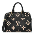 Louis Vuitton Empreinte Monogram Giant Speedy Bandouliere 25 Black Beige