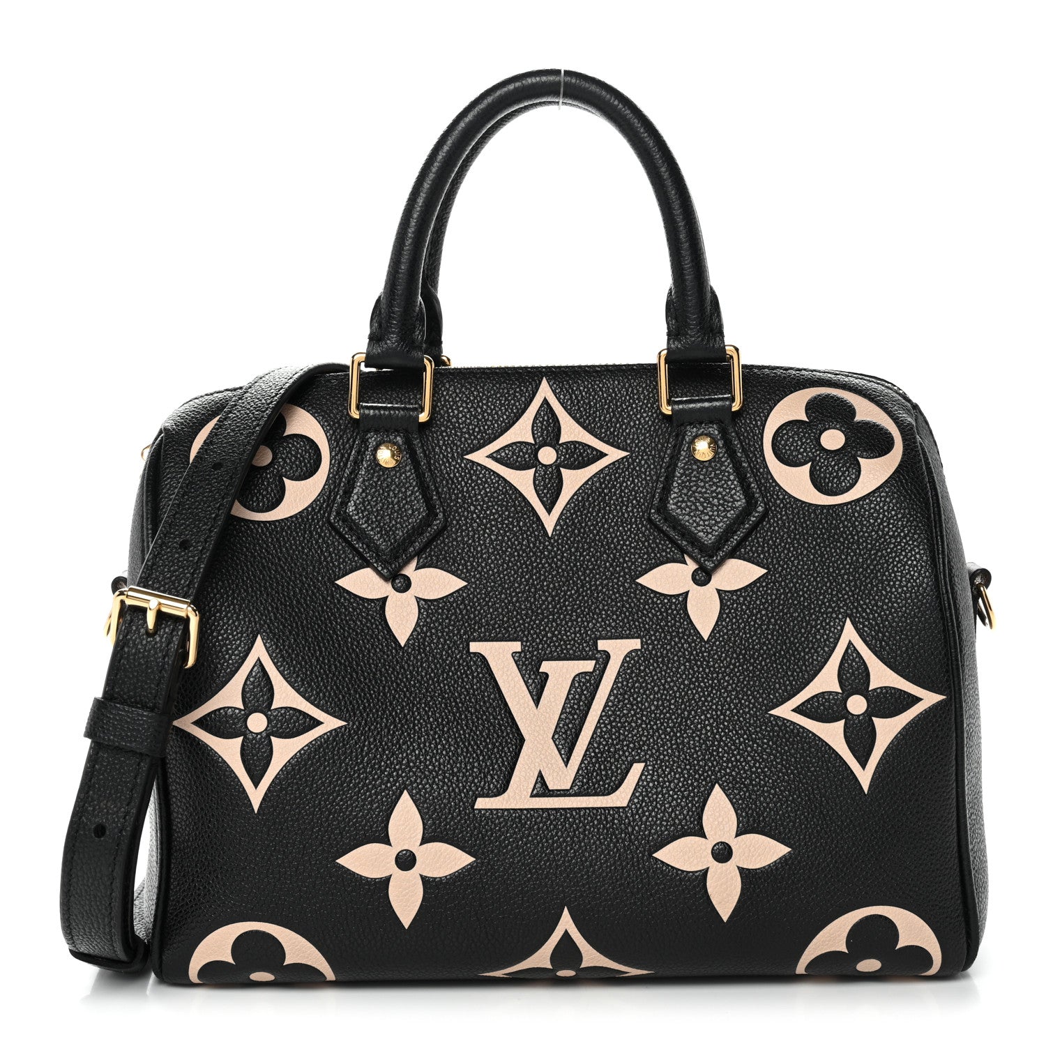 Louis Vuitton Empreinte Monogram Giant Speedy Bandouliere 25 Black Beige