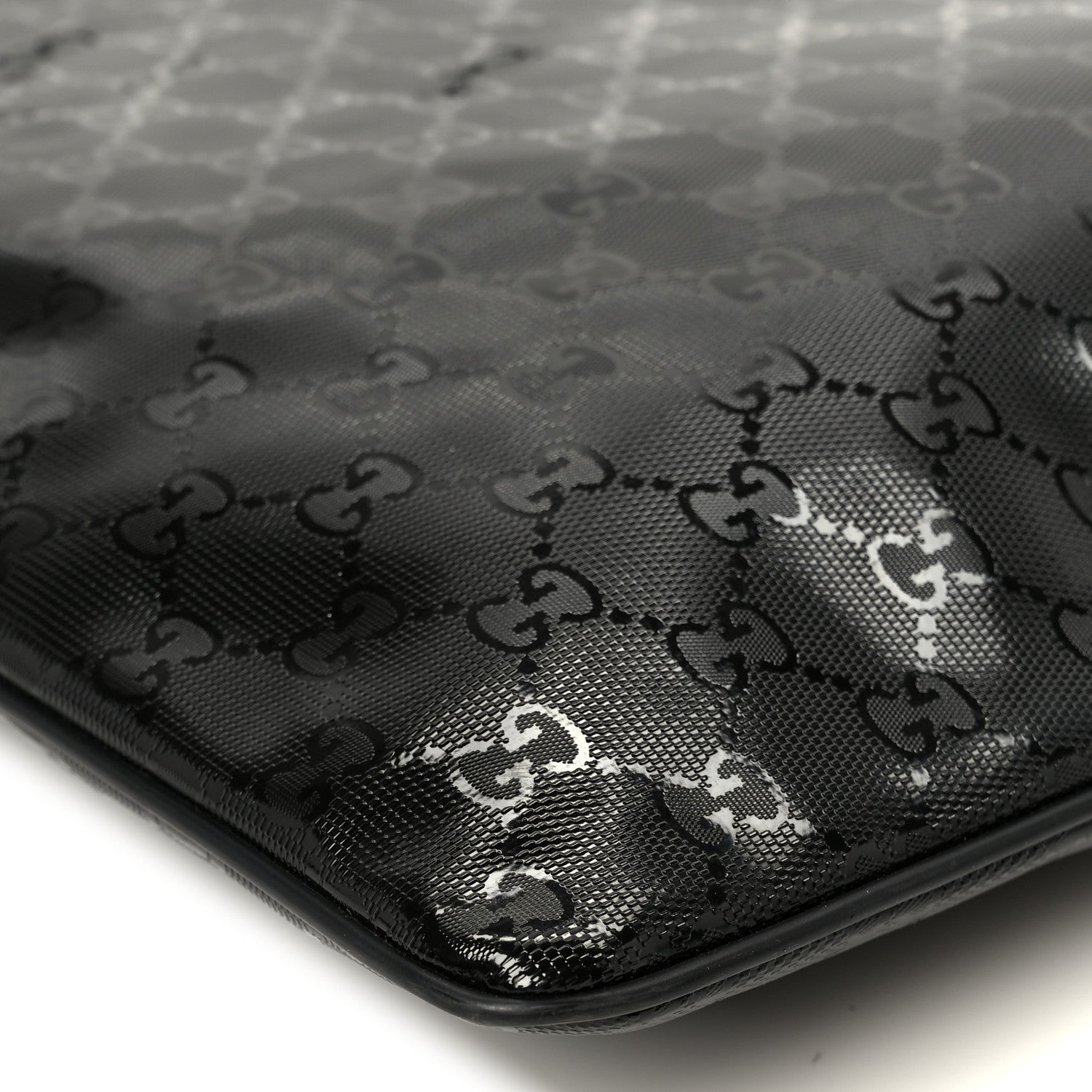 Gucci Imprime Monogram Medium Flat Messenger Bag Black