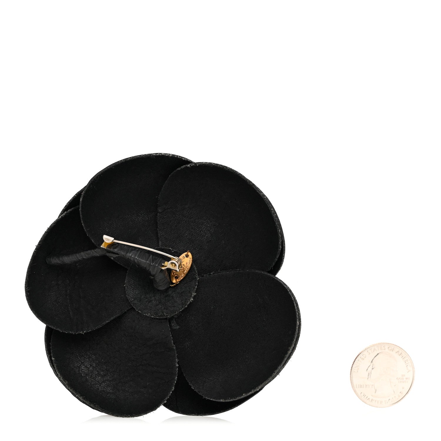Patent Camellia Brooch Black