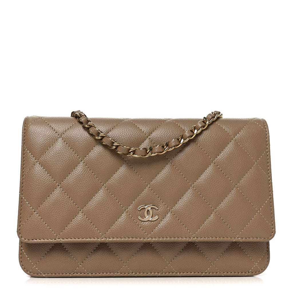 Chanel Caviar Quilted Wallet on Chain WOC Beige