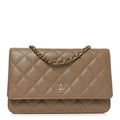 Chanel Caviar Quilted Wallet on Chain WOC Beige