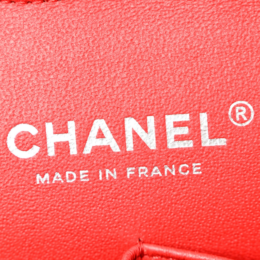 Chanel Patent Calfskin Quilted Bi-Color Medium Double Flap Black Red