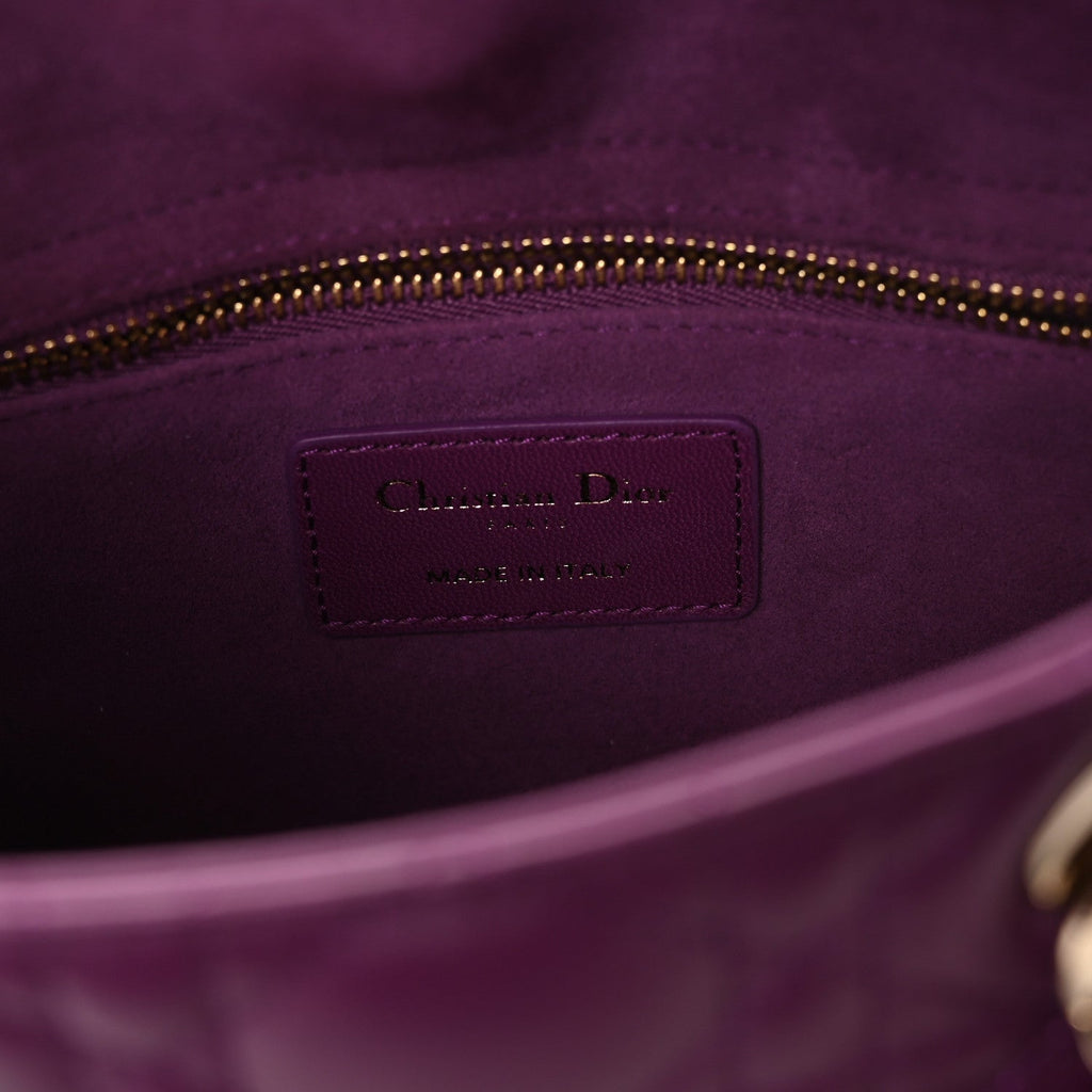 Christian Dior Lambskin Cannage Small My ABCDior Lady Dior Purple