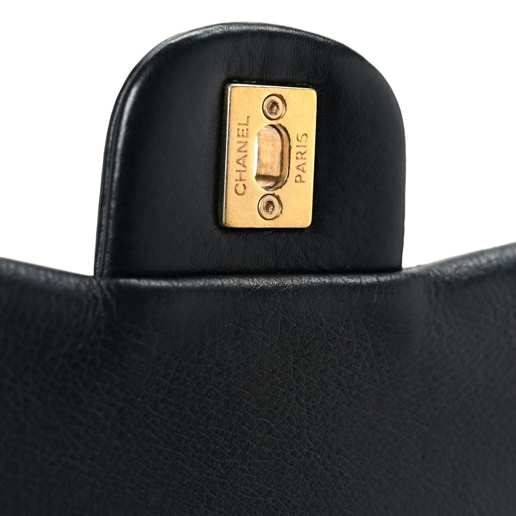 Chanel Calfskin Chevron Quilted Mini Rock The Corner Flap Black