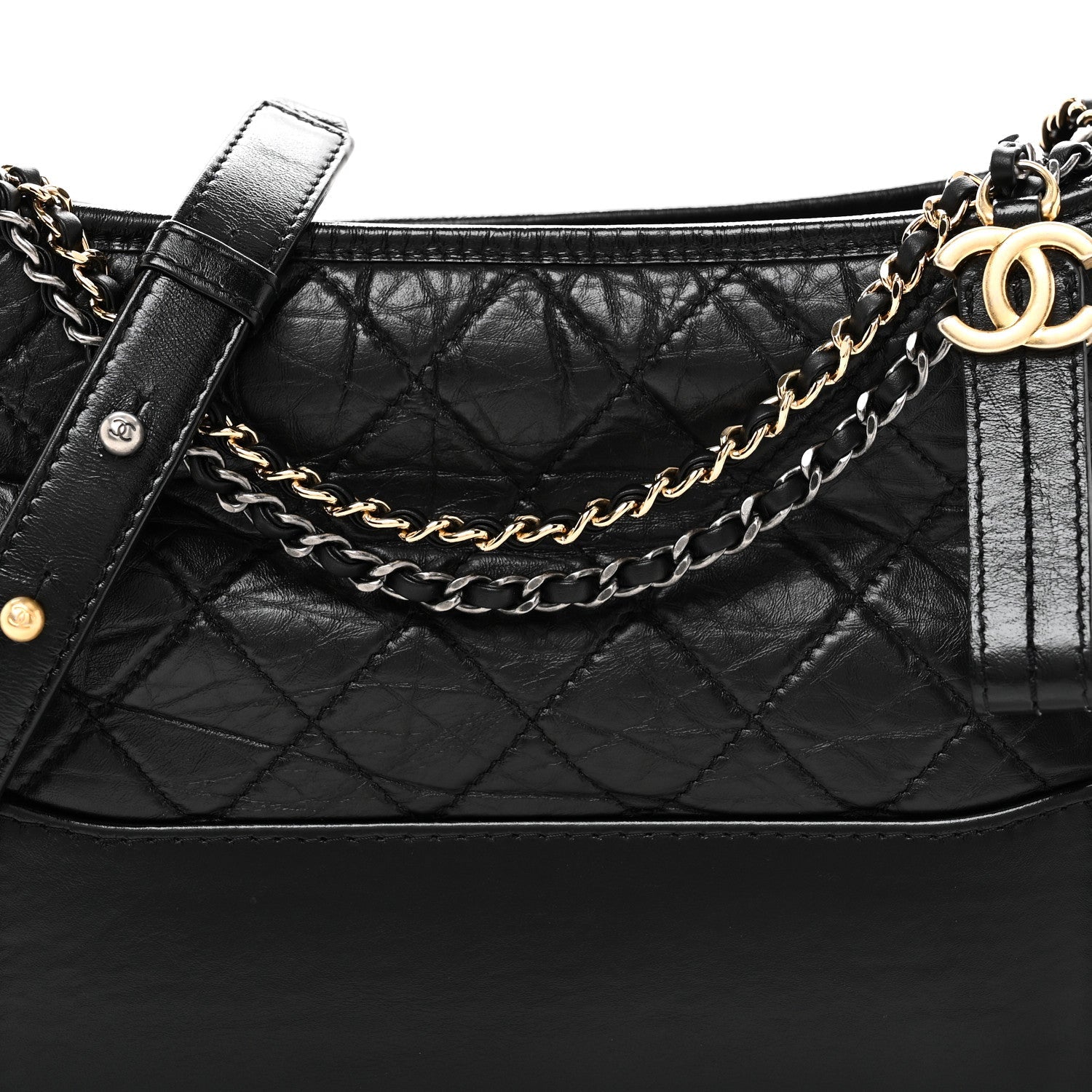 Chanel Aged Calfskin Quilted New Medium Gabrielle Hobo Black