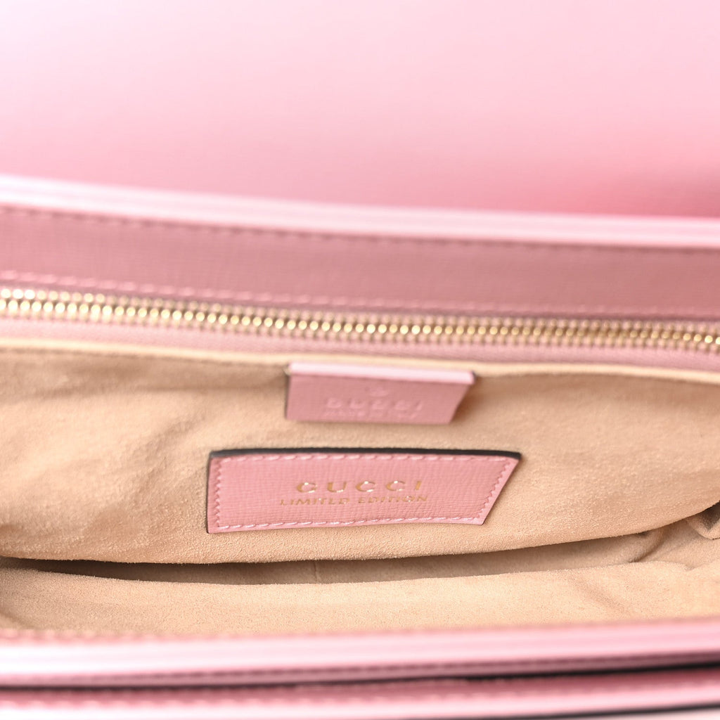 Gucci Snakeskin Calfskin Horsebit 1955 Shoulder Bag Blue Pink