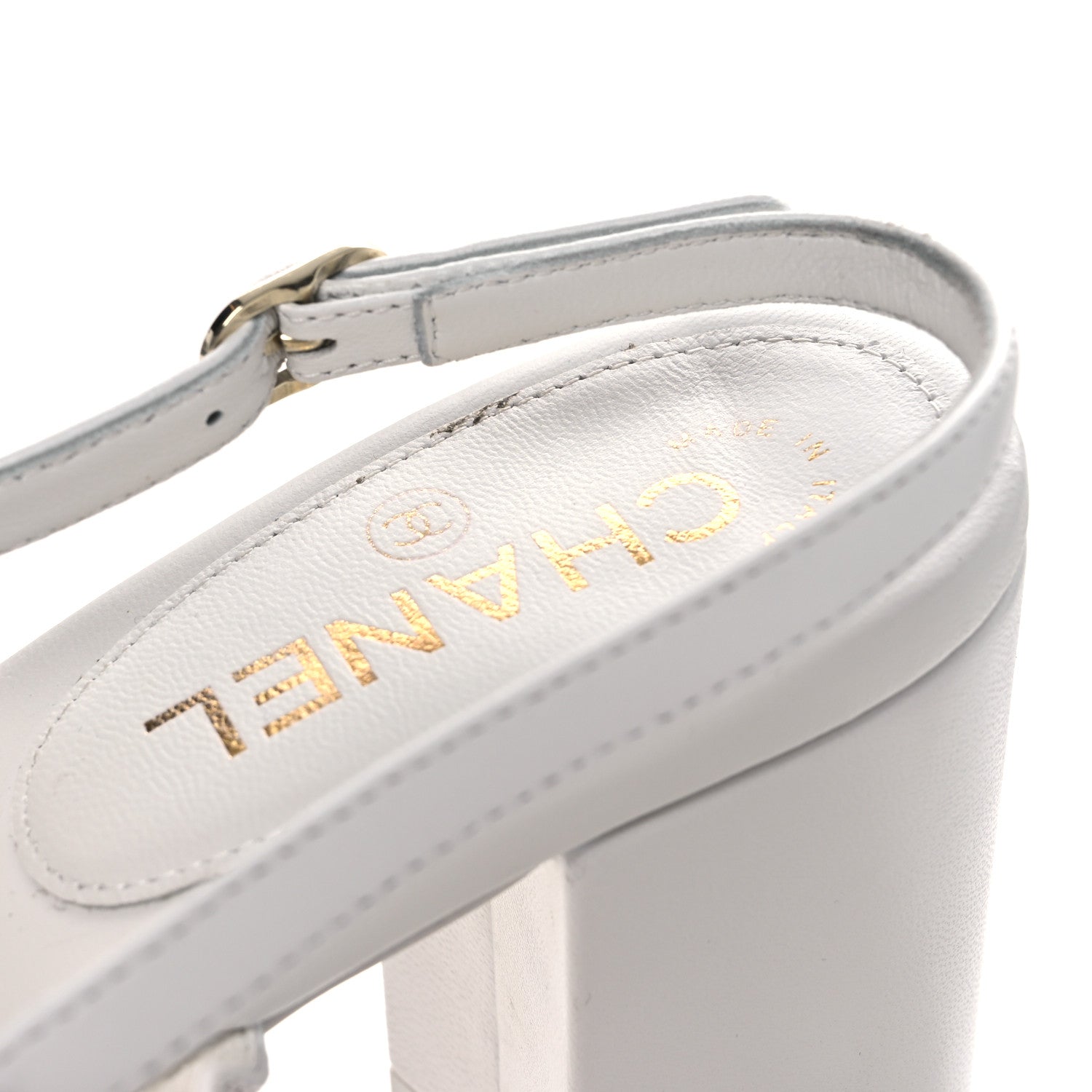 Lambskin Chain Platform Sandals 39 White