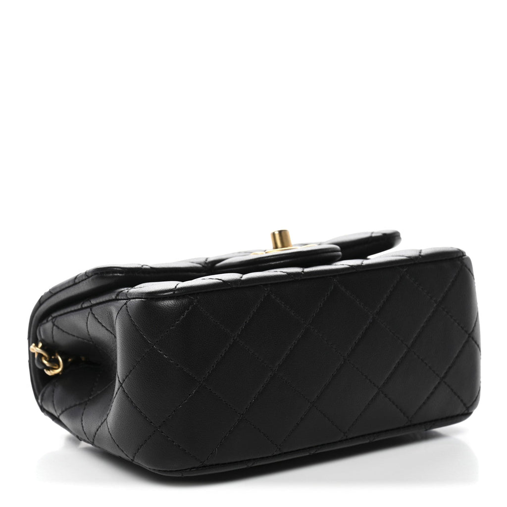 Chanel Lambskin Quilted Mini Pearl Crush Flap Black