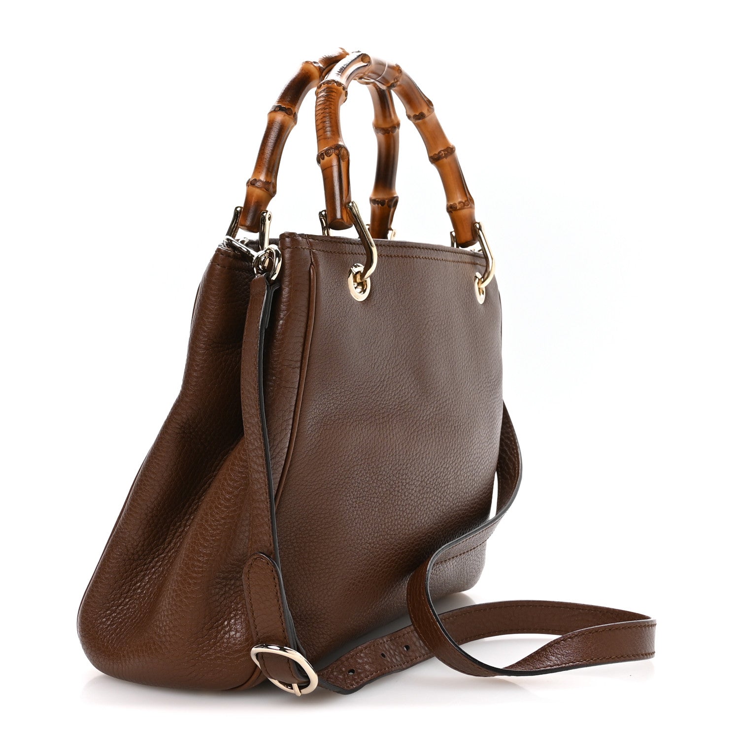 Gucci Calfskin Small Bamboo Shopper Tote Acero