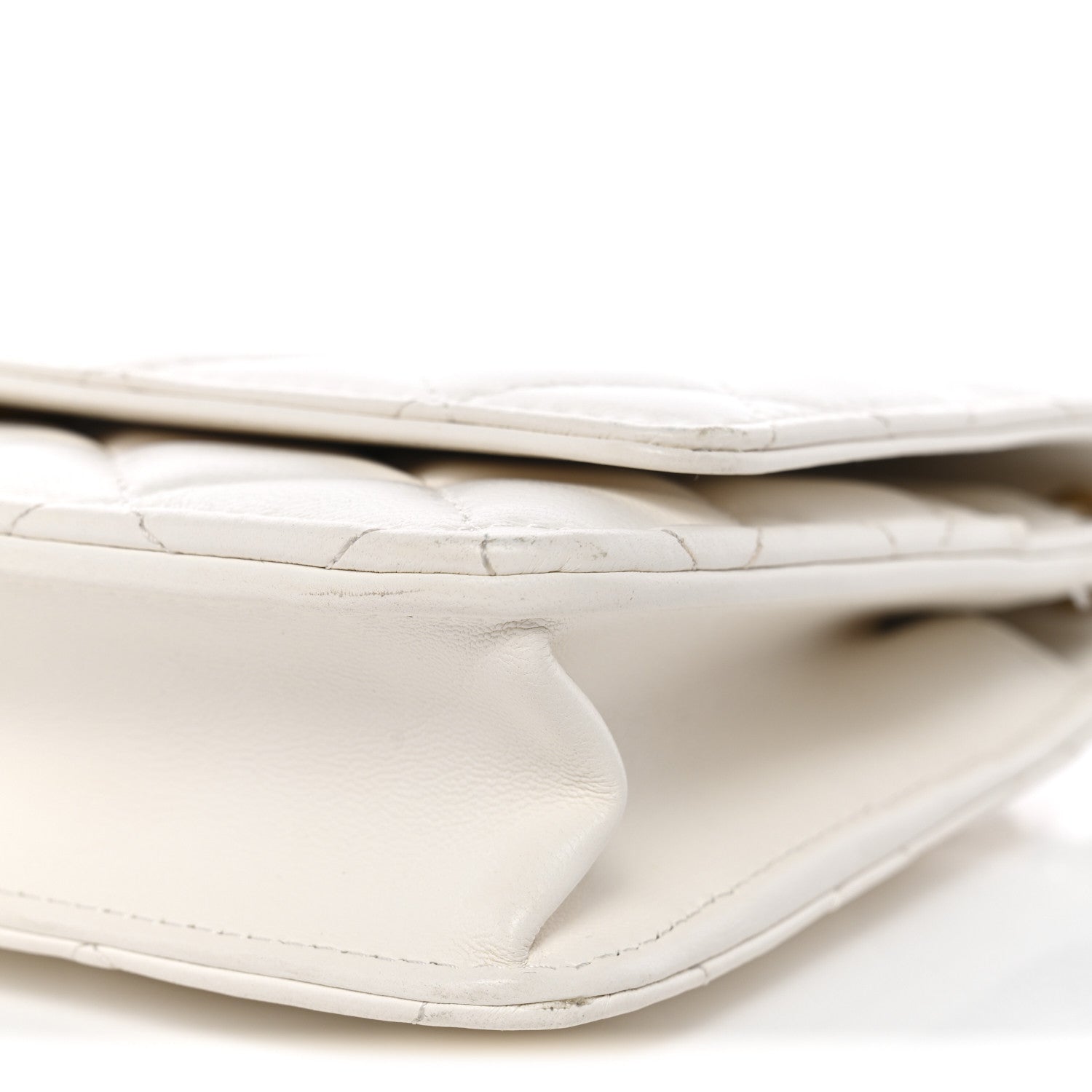 Chanel Lambskin Quilted CC Pearl Crush Wallet on Chain WOC White