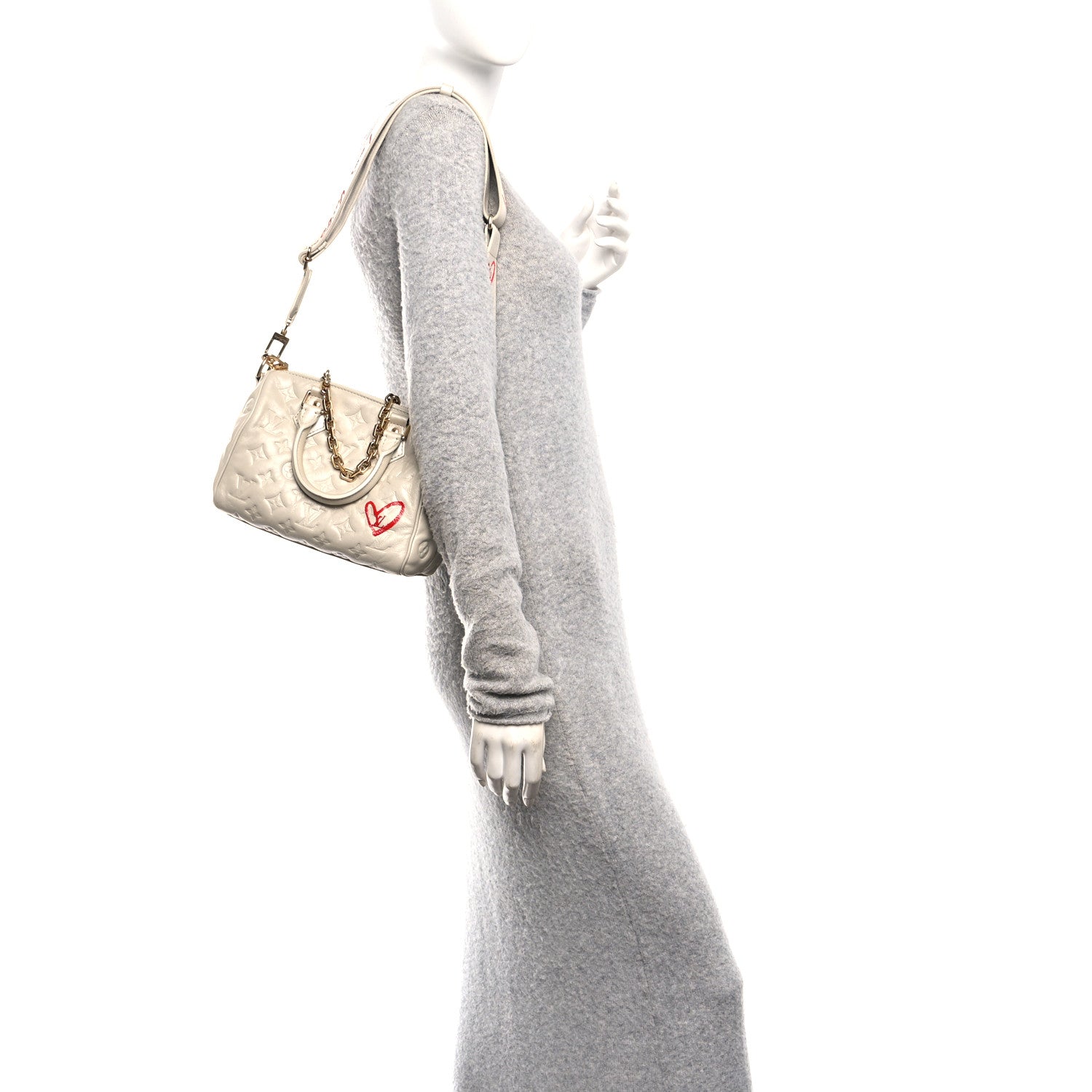 Louis Vuitton Lambskin Embossed Monogram Fall in Love Speedy 22 Bandouliere Ivory