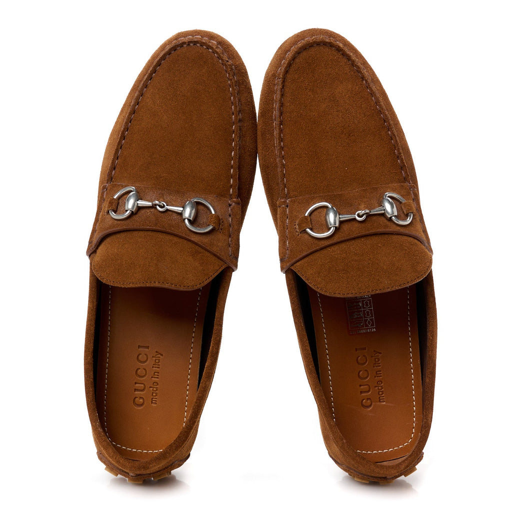 Gucci Suede Mens Horsebit Driver Loafers 9 Cuir