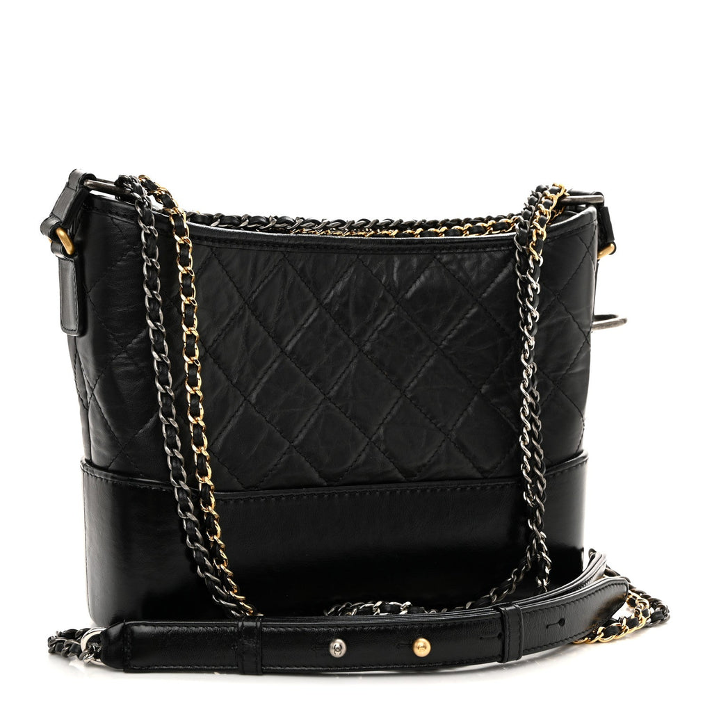 Chanel Aged Calfskin Quilted New Medium Gabrielle Hobo Black