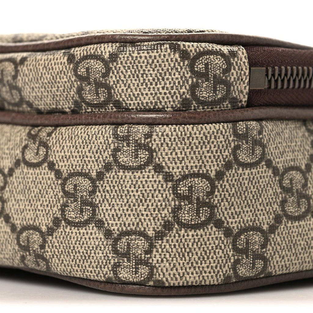 Gucci GG Supreme Monogram Mini Neo Vintage Double Zip Messenger Bag Beige New Acero Crop