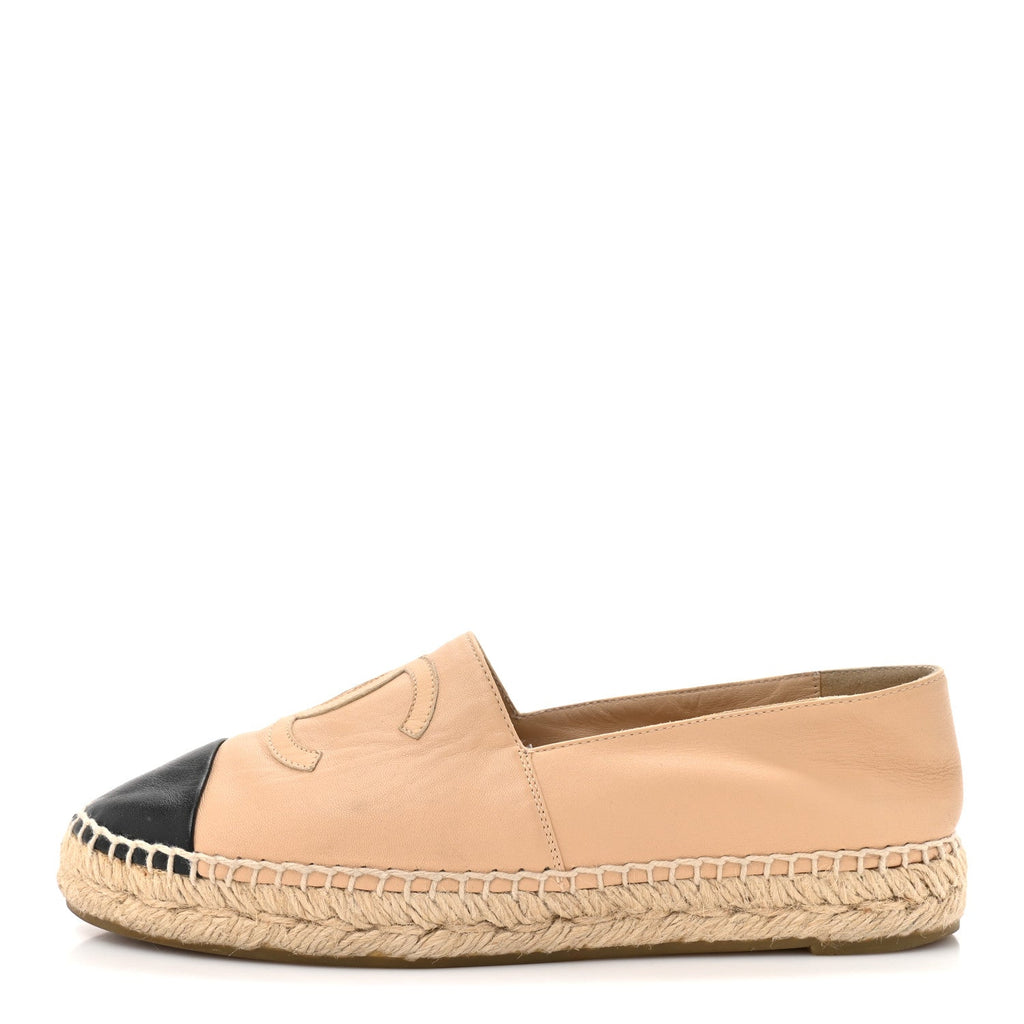 Lambskin CC Espadrilles 38 Beige Black